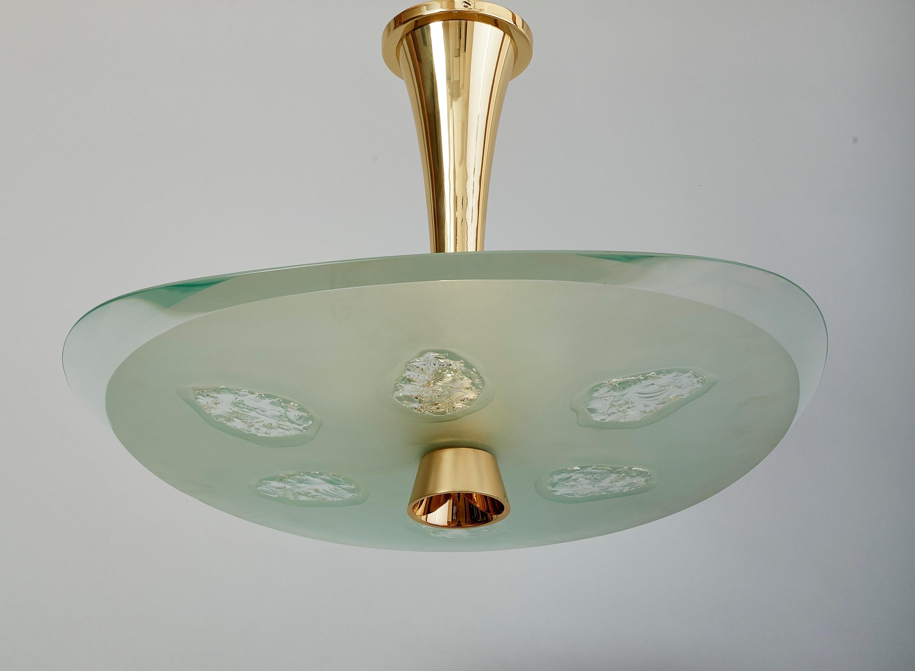 Superb Max Ingrand for Fontana Arte Chandelier in Glass and Brass, Italy c. 1957 7