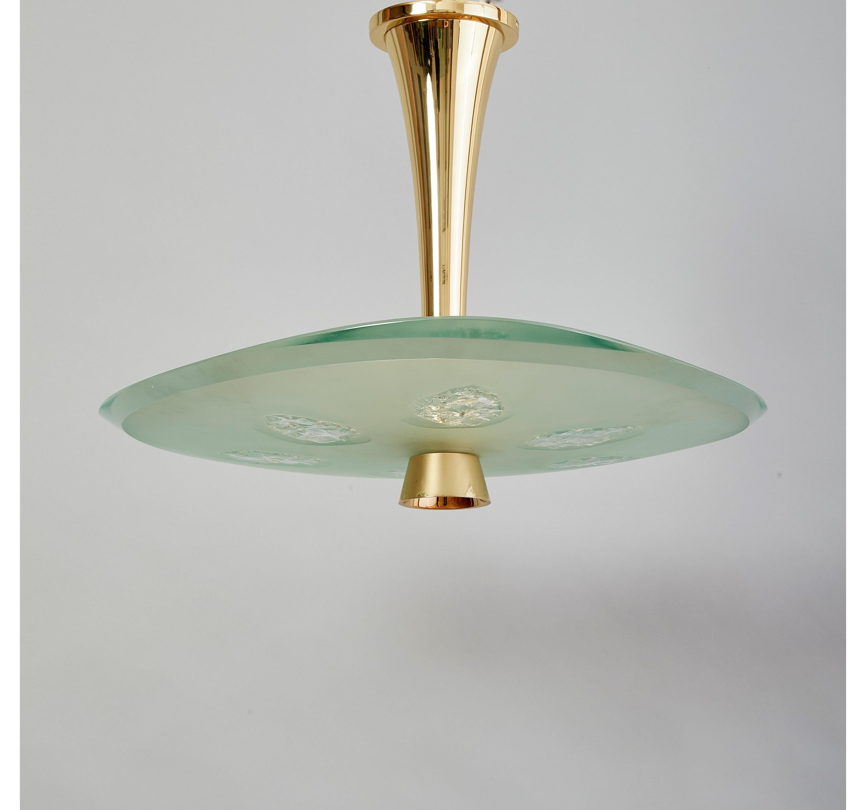 Mid-20th Century Superb Max Ingrand for Fontana Arte Chandelier in Glass and Brass, Italy c. 1957
