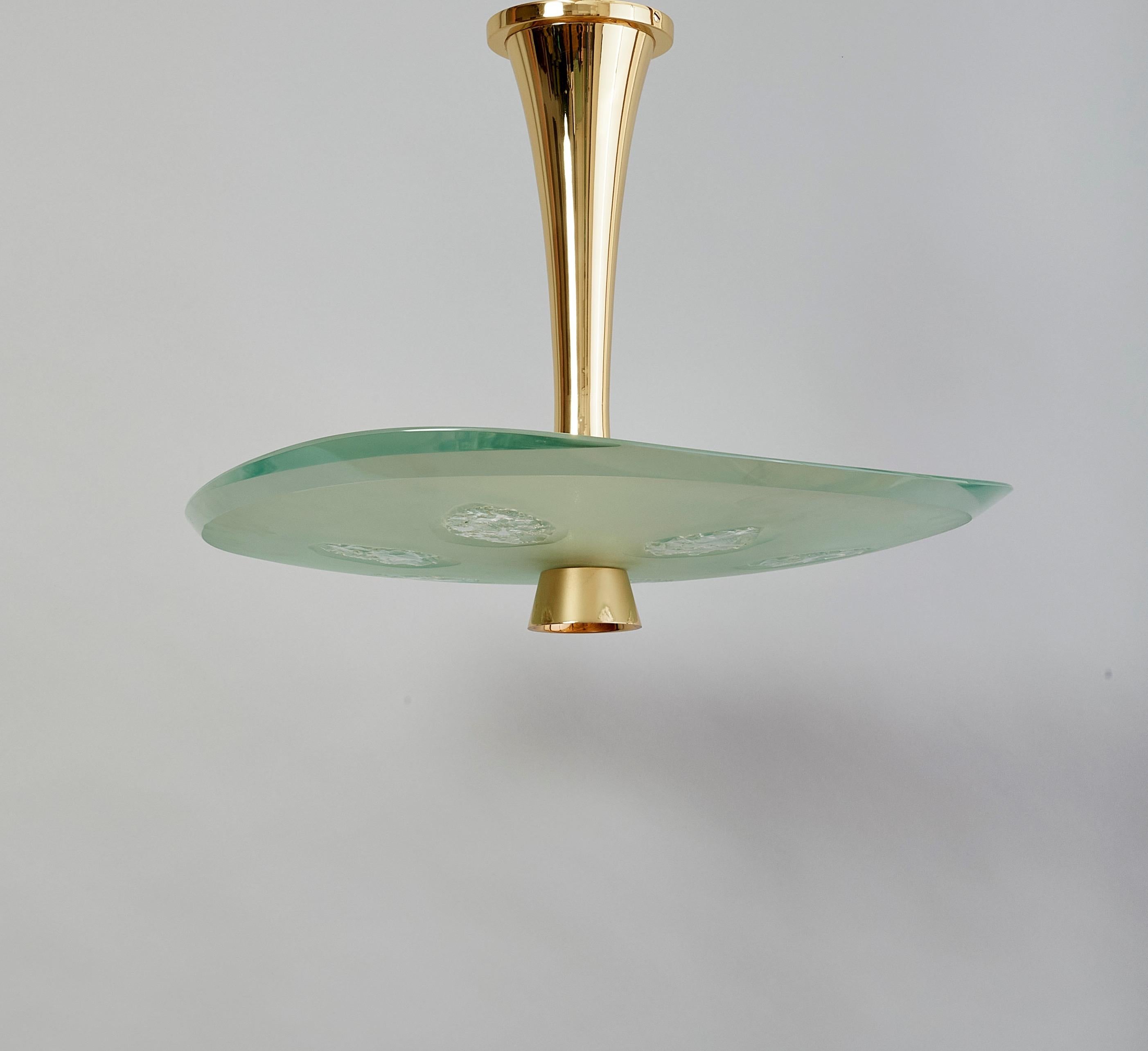 Superb Max Ingrand for Fontana Arte Chandelier in Glass and Brass, Italy c. 1957 1