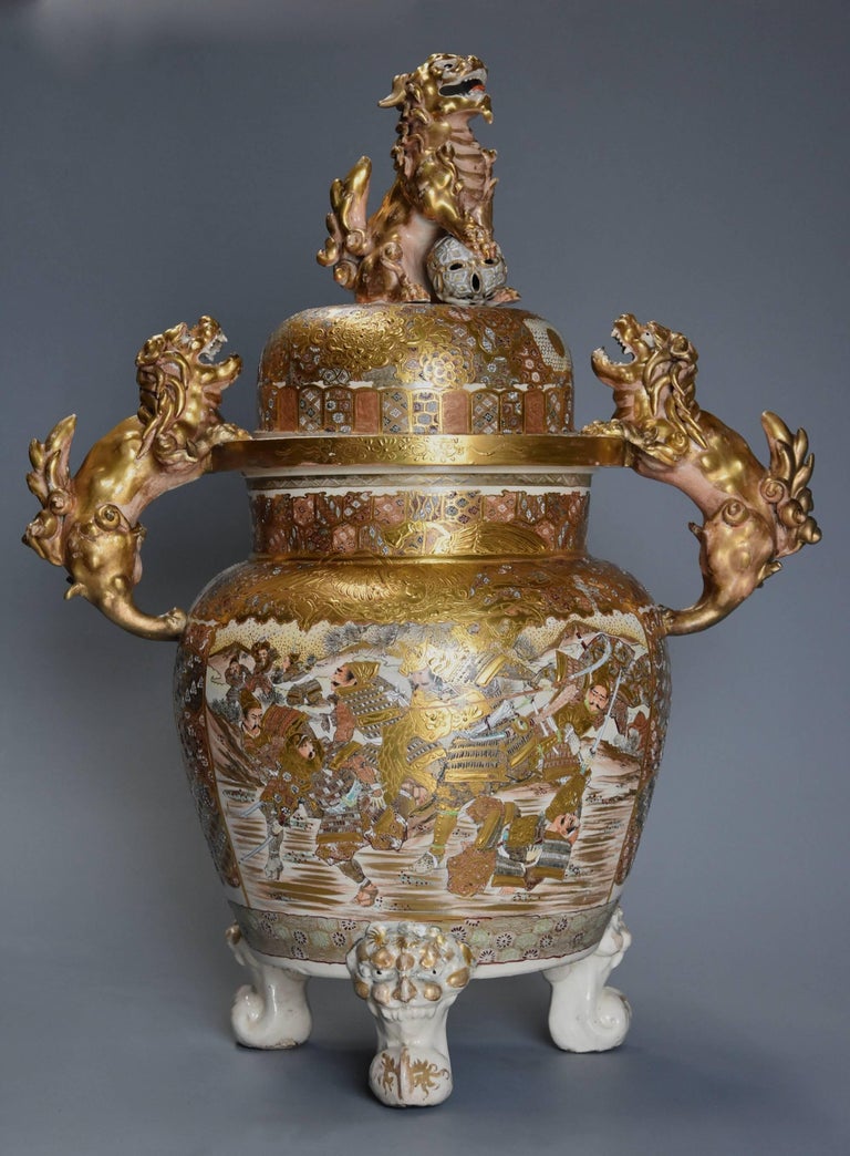 Superb Meiji Period Large Japanese Satsuma Koro or Incense Burner at