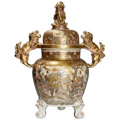 Superb Meiji Period Large Japanese Satsuma Koro or Incense Burner