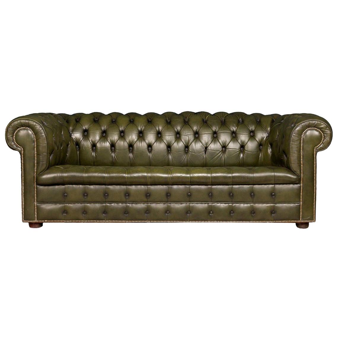 Emerald Green Mid Century Chesterfield Sofa From England