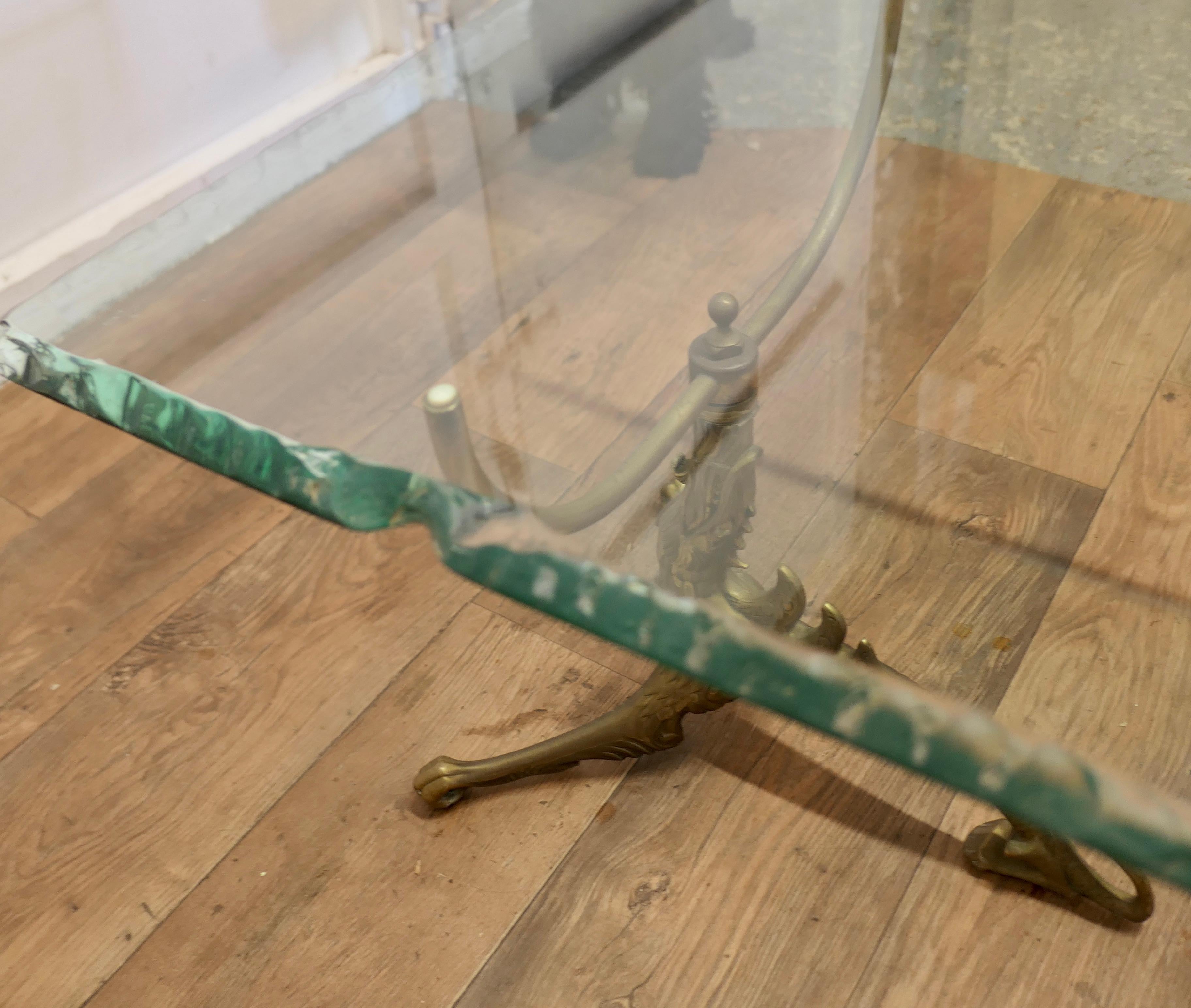 Superb Mid Century Brass and Glass Coffee Table    For Sale 8