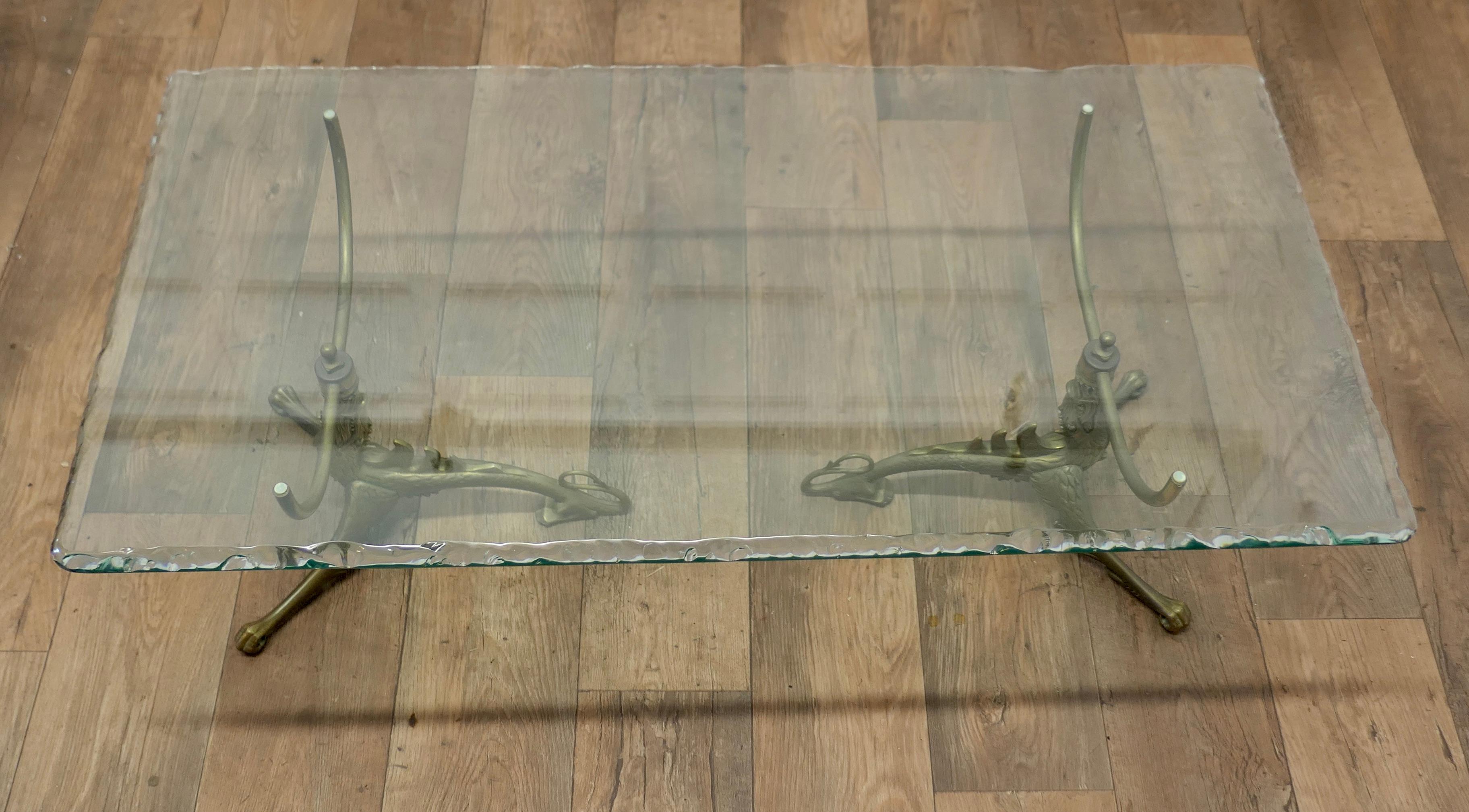 Superb Mid Century Brass and Glass Coffee Table    For Sale 1