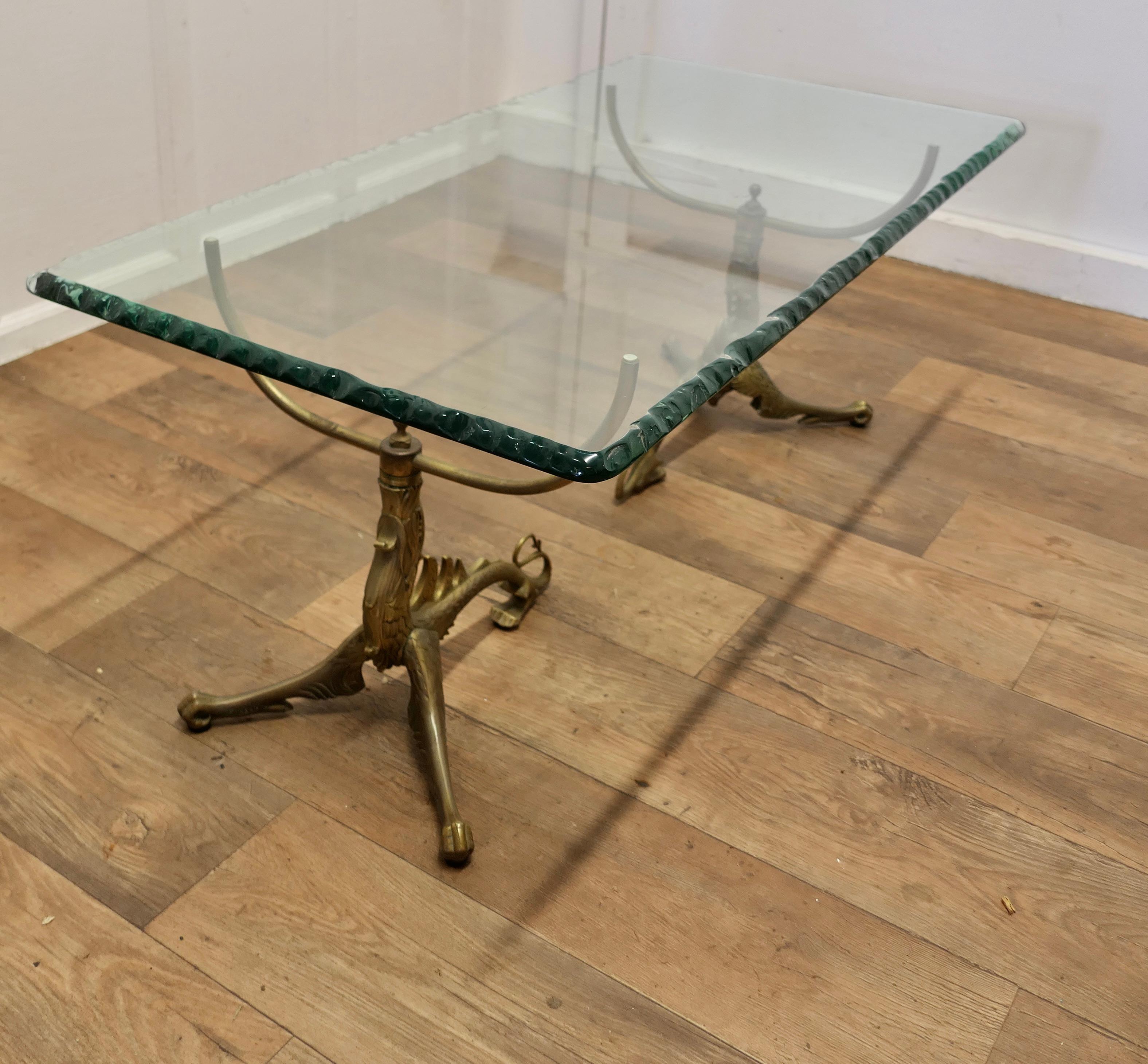 Superb Mid Century Brass and Glass Coffee Table    For Sale 3