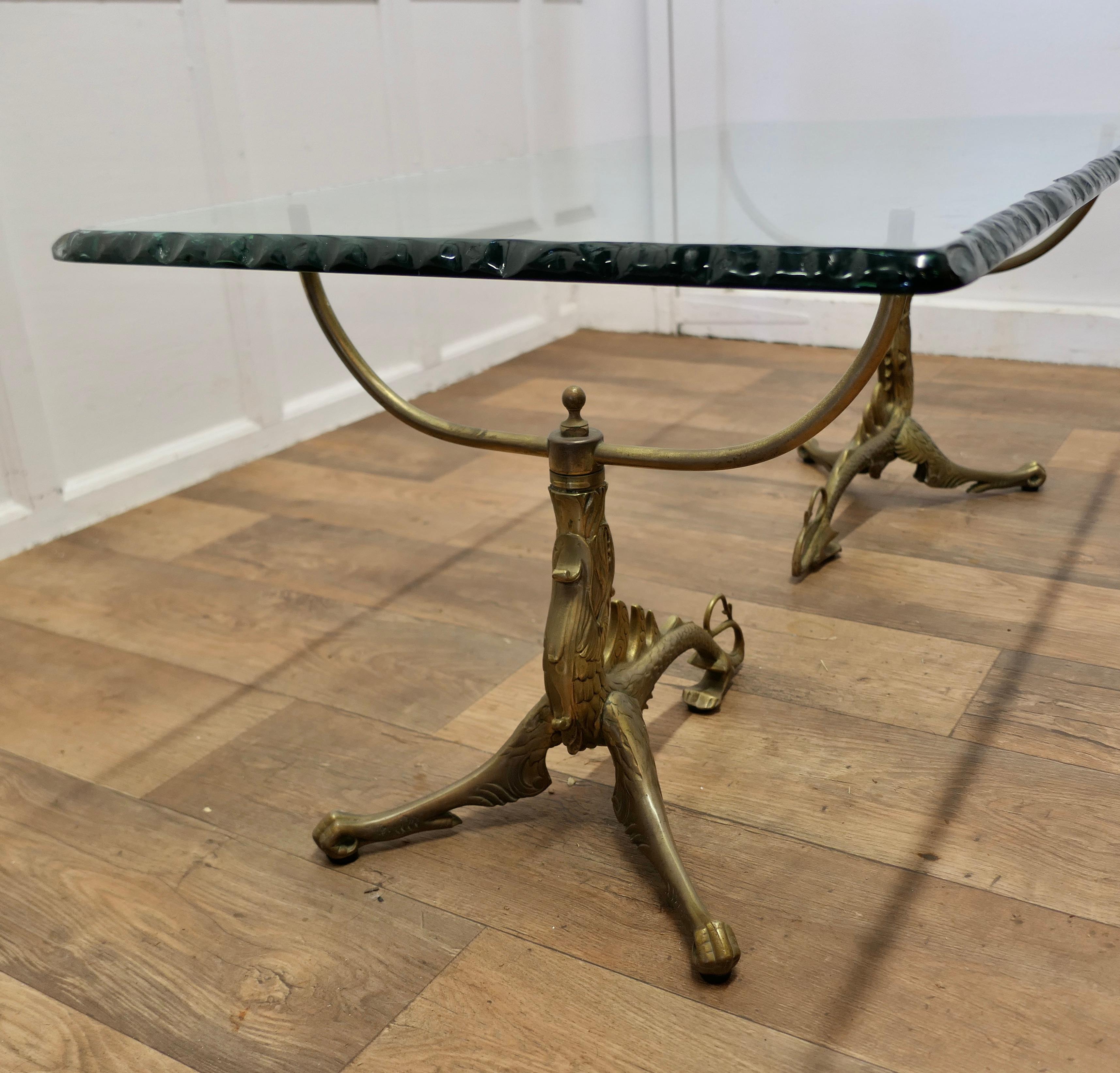 Superb Mid Century Brass and Glass Coffee Table    For Sale 4