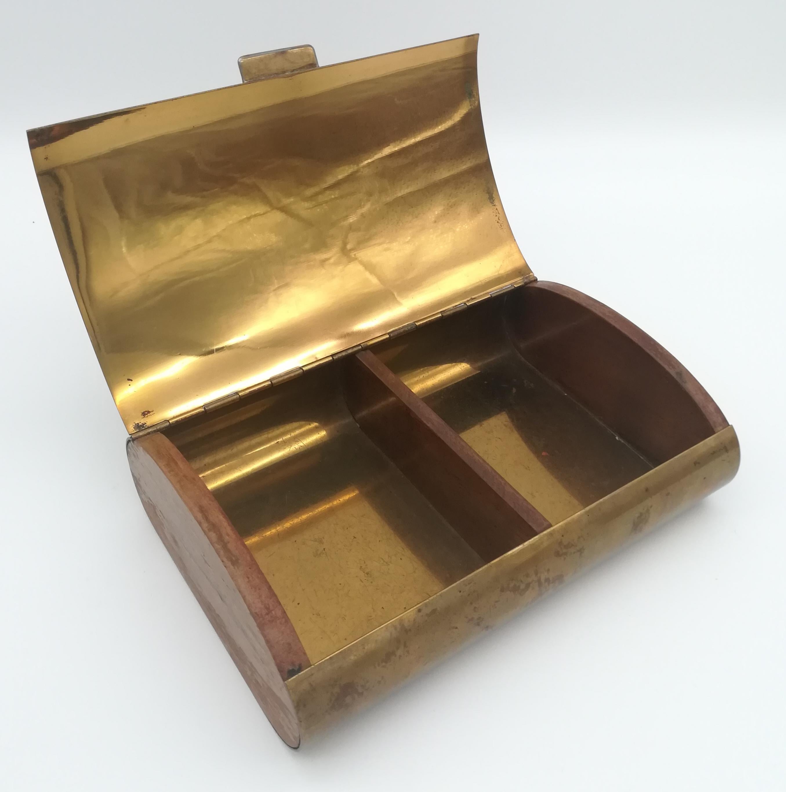 Mid-Century Modern Superb Mid-Century Caucasian Nutwood and Brass Cigarette Box by Carl Auböck
