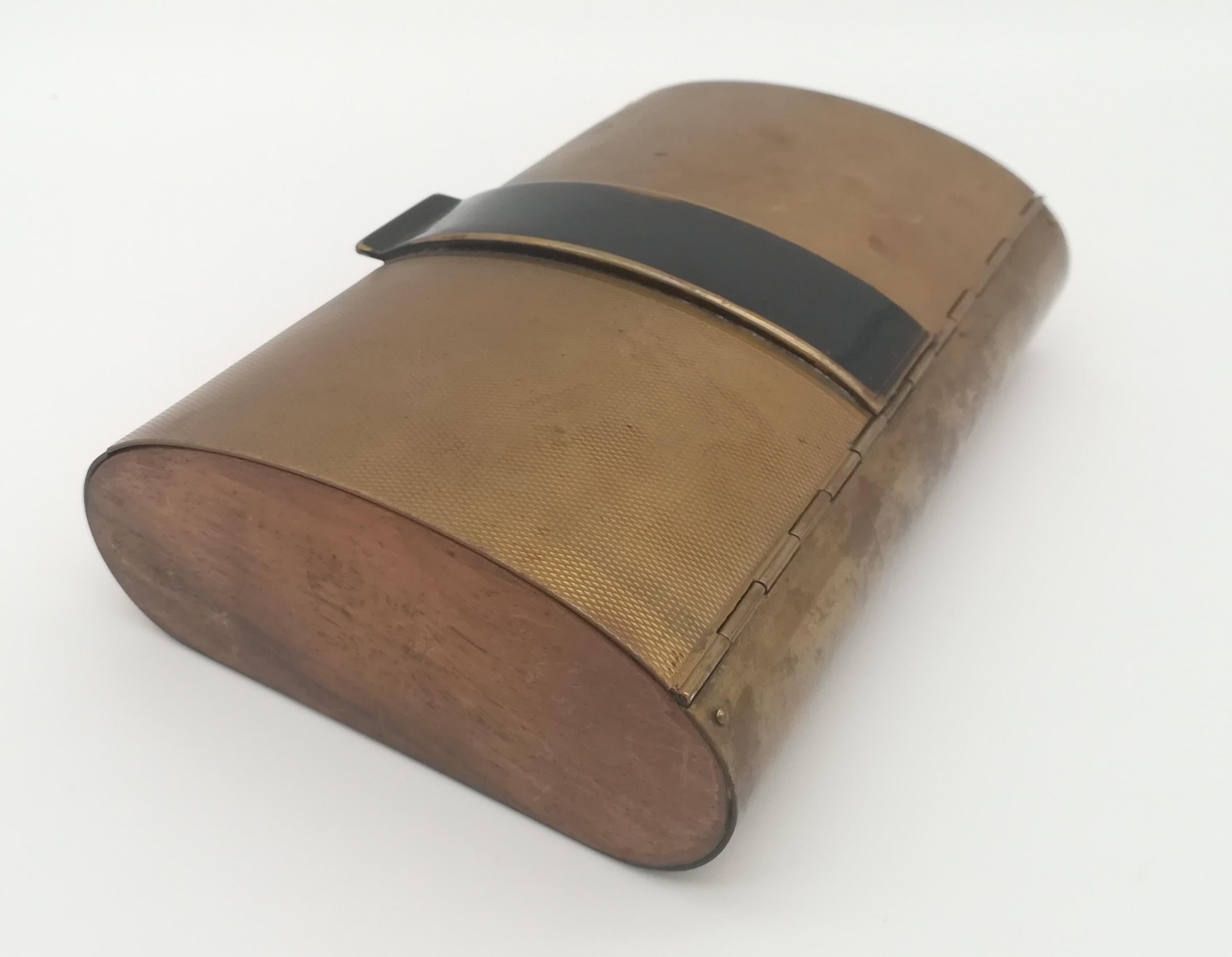 Blackened Superb Mid-Century Caucasian Nutwood and Brass Cigarette Box by Carl Auböck