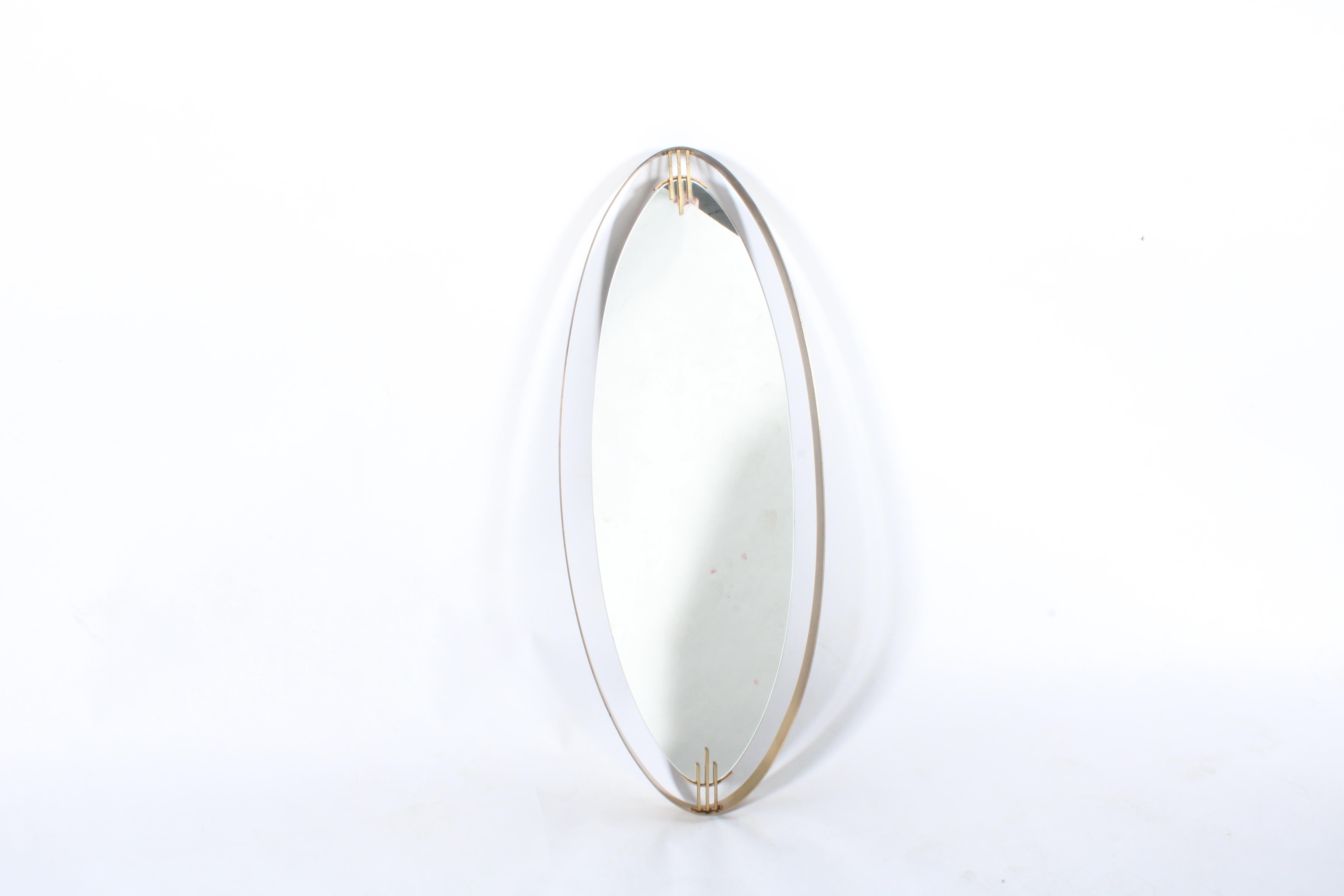 Superb Mid Century Italian Brass Framed Elliptical  Wall Mirror * Free Delivery For Sale 5
