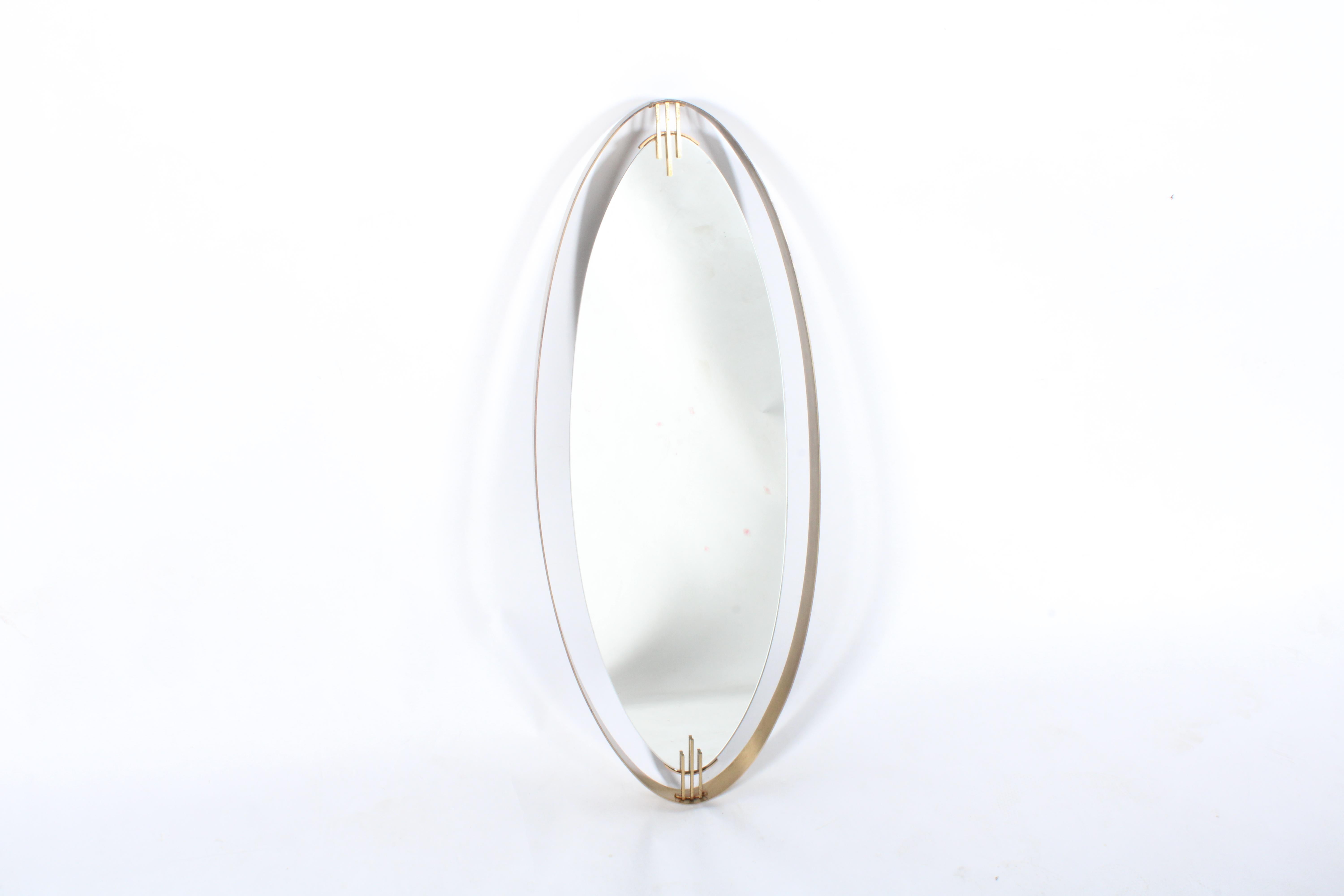 Superb Mid Century Italian Brass Framed Elliptical  Wall Mirror * Free Delivery For Sale 6