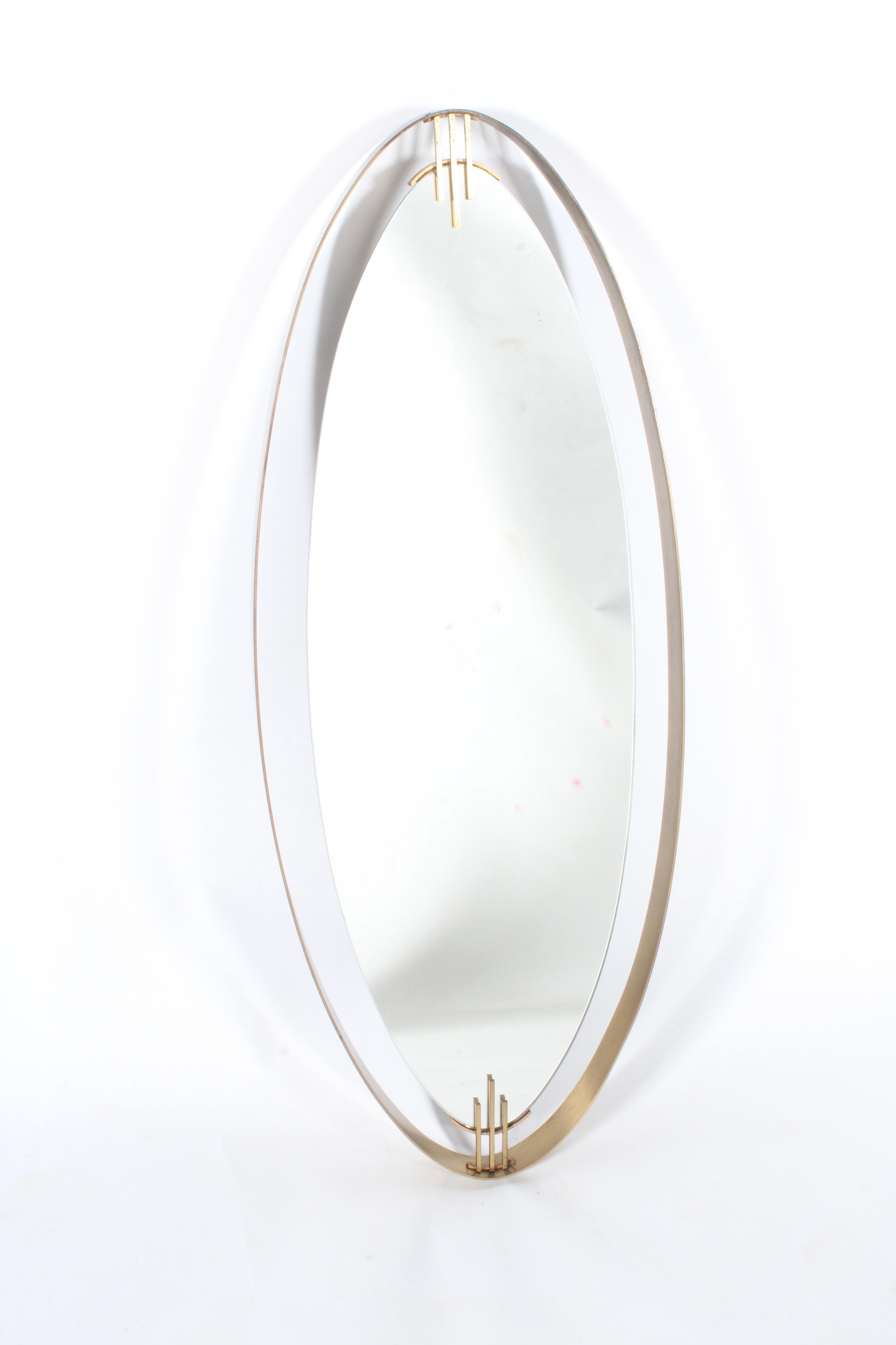 Superb Mid Century Italian Brass Framed Elliptical  Wall Mirror * Free Delivery For Sale 7