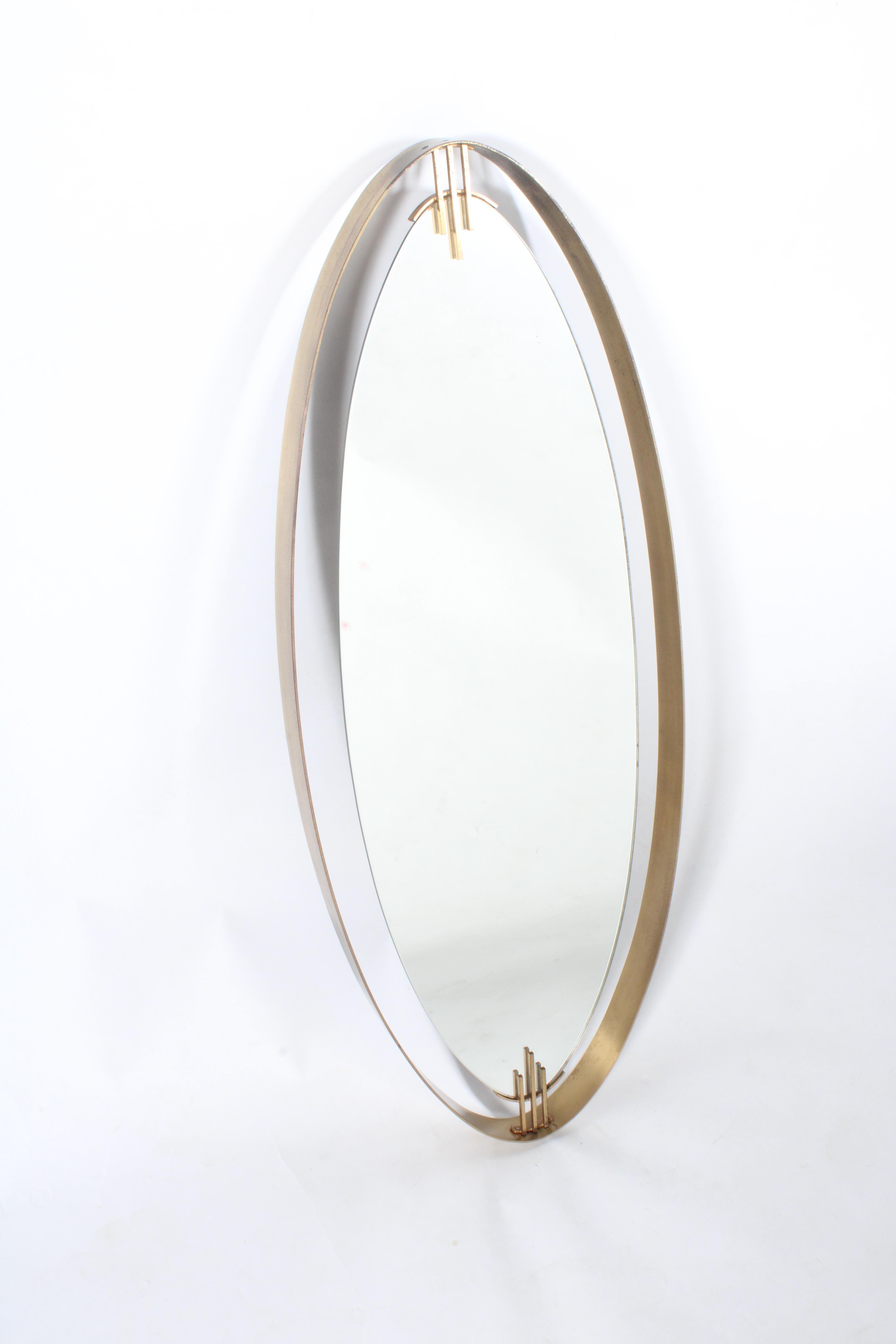 Superb Mid Century Italian Brass Framed Elliptical  Wall Mirror * Free Delivery For Sale 9