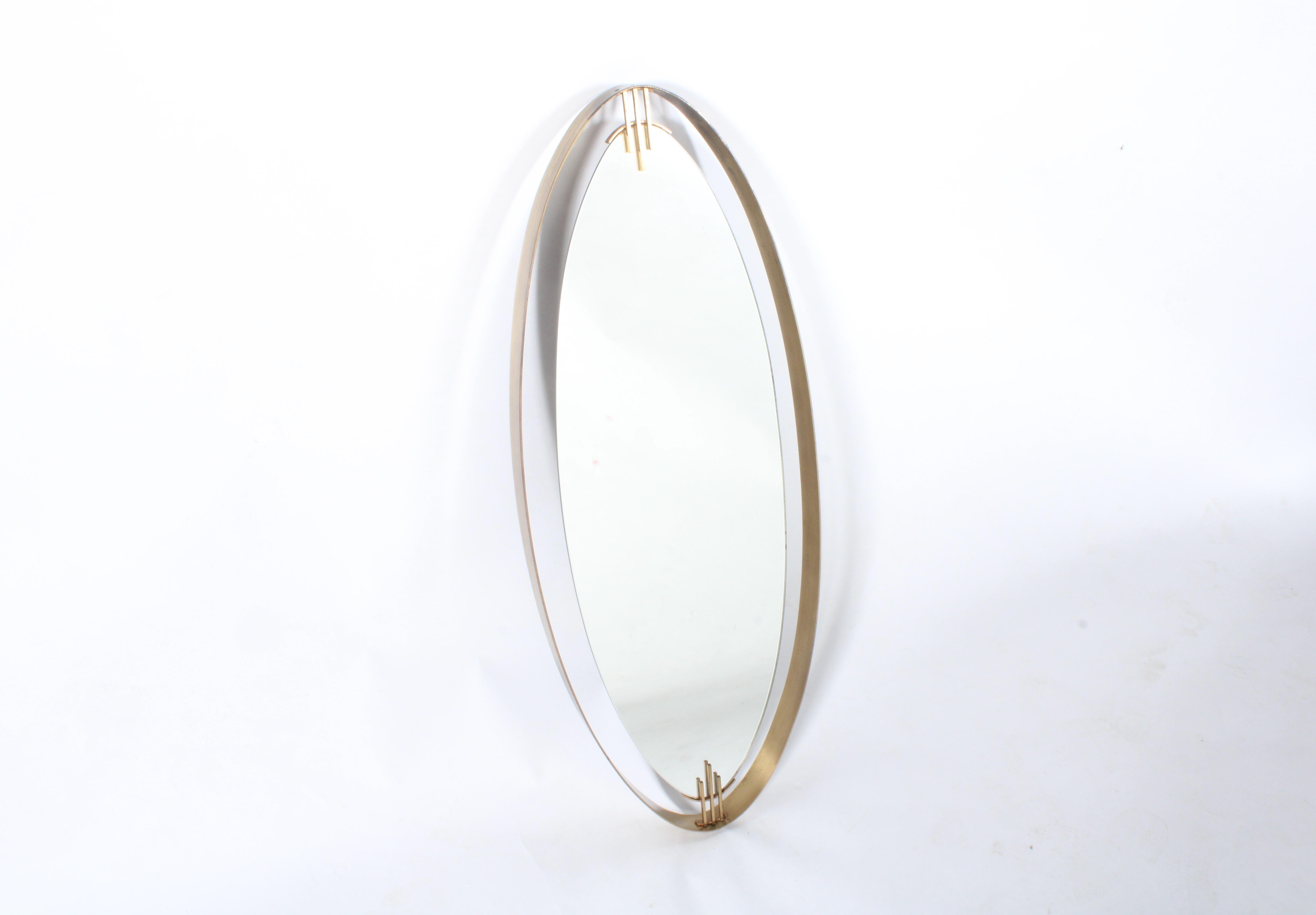 Superb Mid Century Italian Brass Framed Elliptical  Wall Mirror * Free Delivery For Sale 10