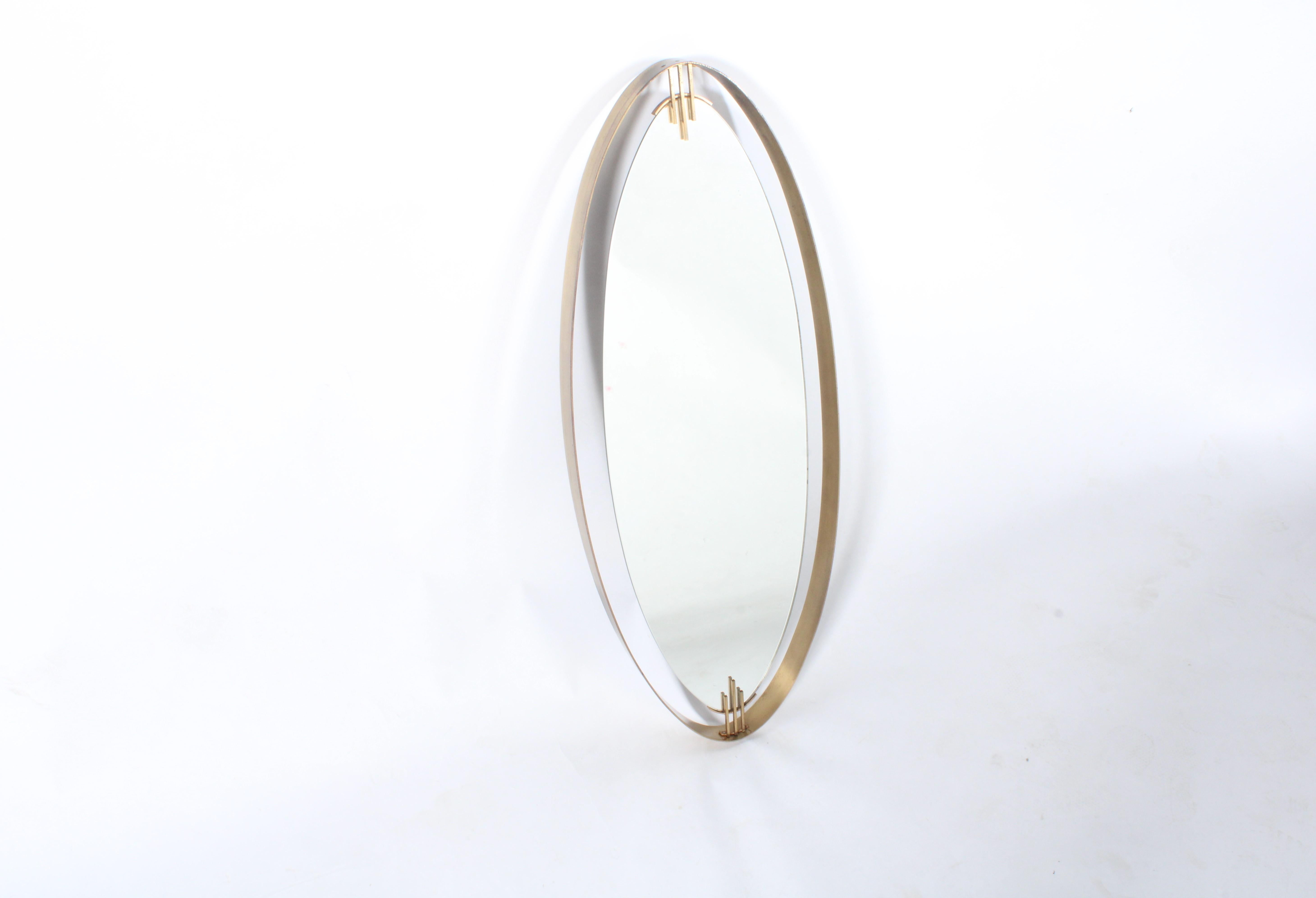 Superb Mid Century Italian Brass Framed Elliptical  Wall Mirror * Free Delivery For Sale 11