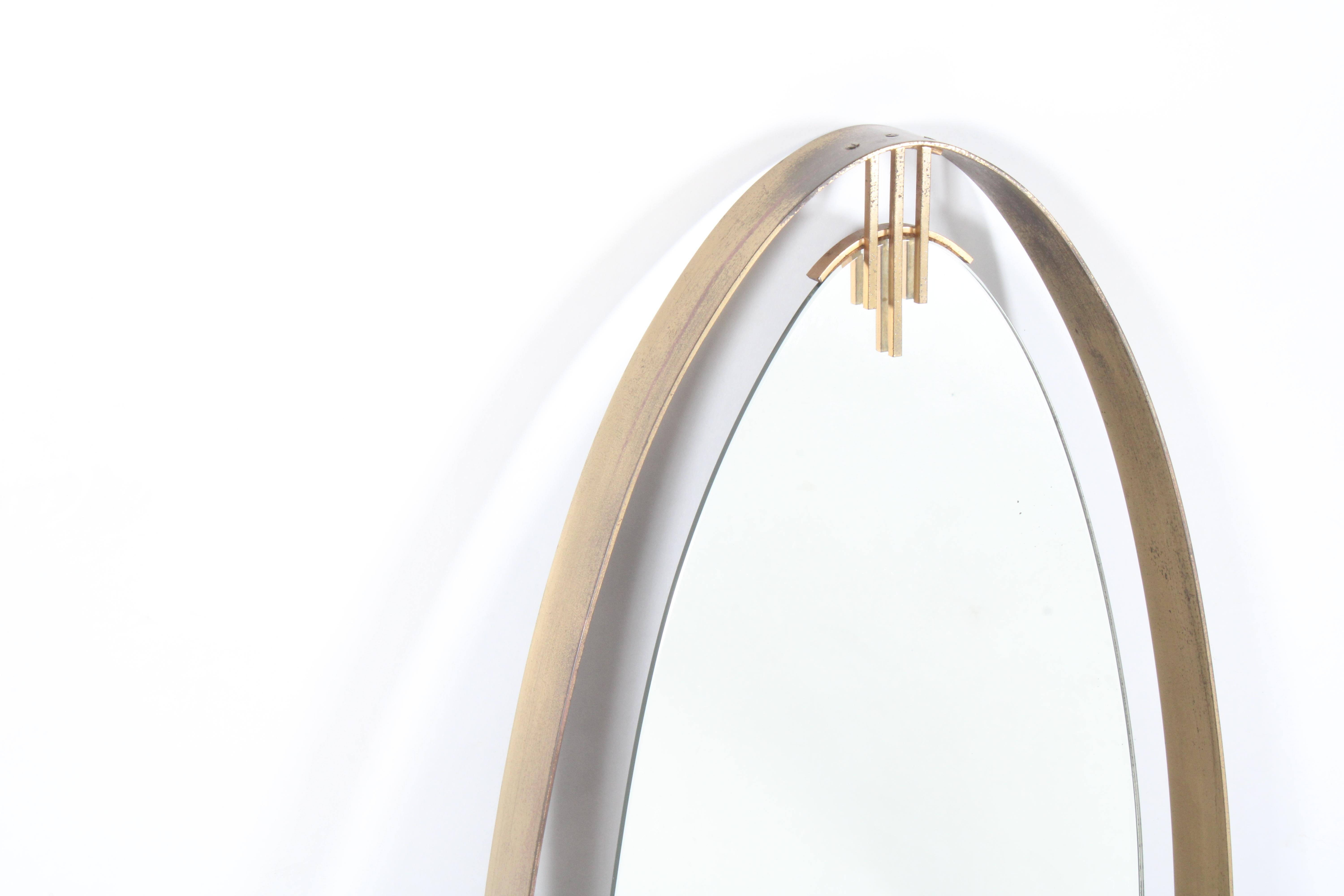 Superb Mid Century Italian Brass Framed Elliptical  Wall Mirror * Free Delivery For Sale 12
