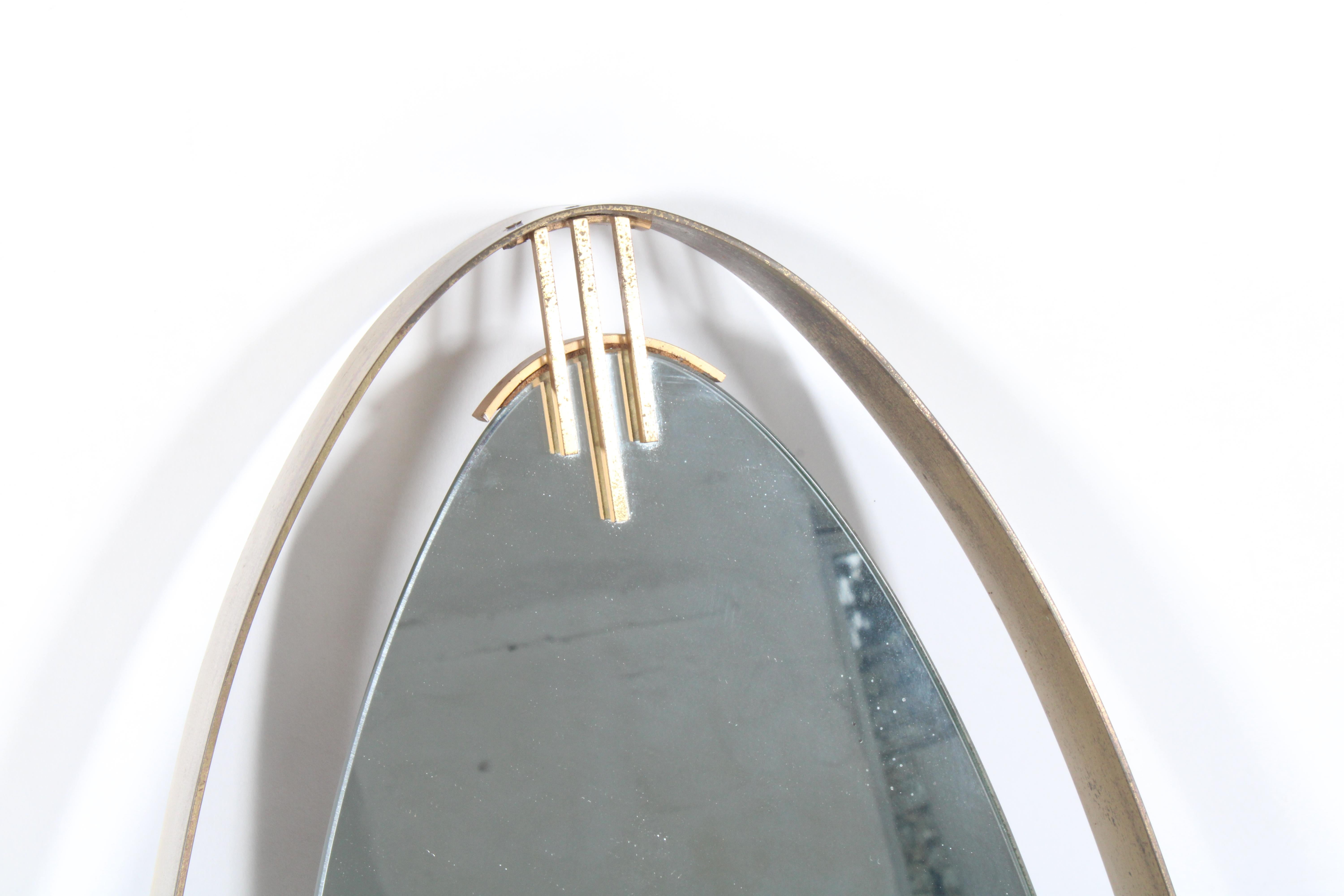 Superb Mid Century Italian Brass Framed Elliptical  Wall Mirror * Free Delivery For Sale 1
