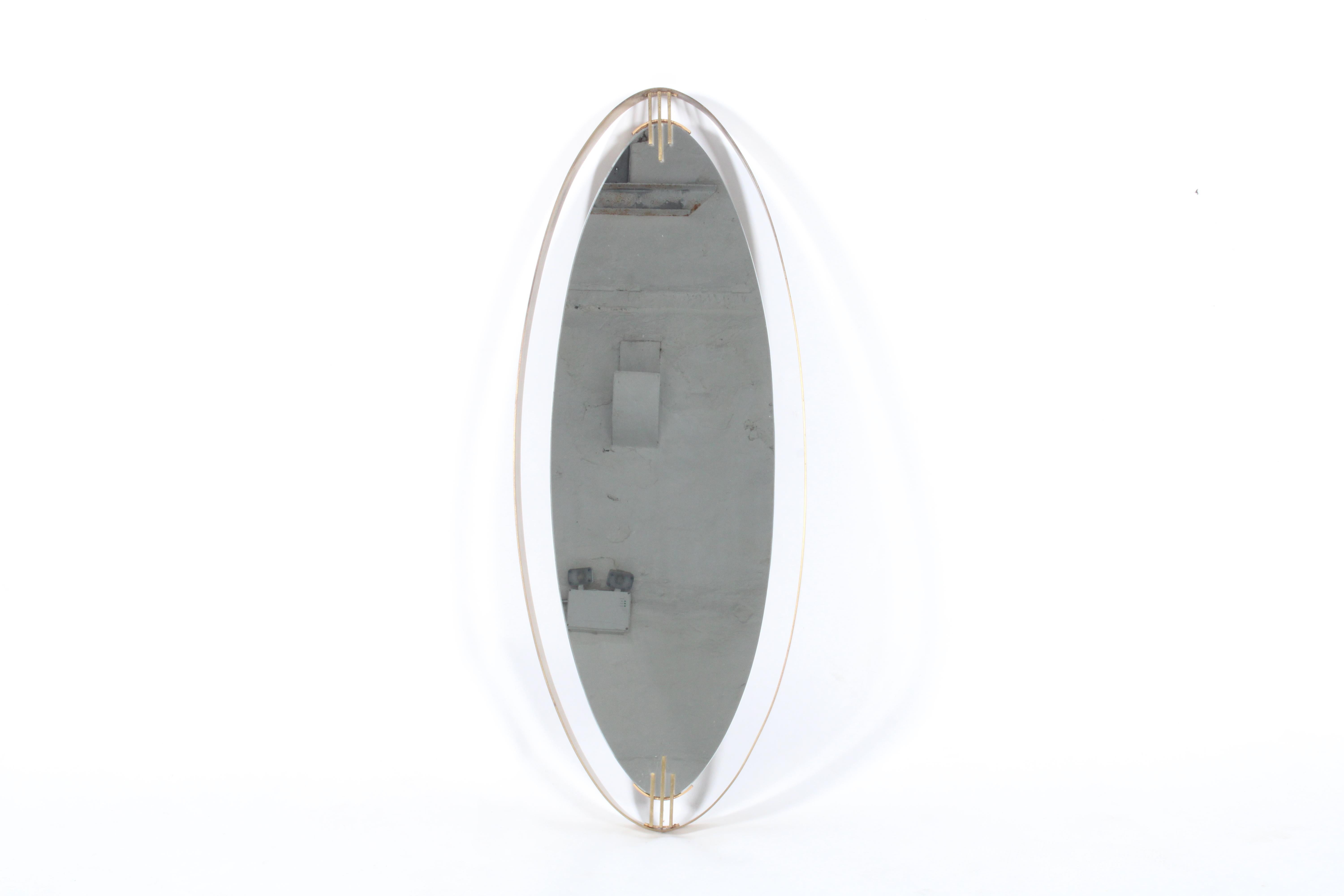 Superb Mid Century Italian Brass Framed Elliptical  Wall Mirror * Free Delivery For Sale 3