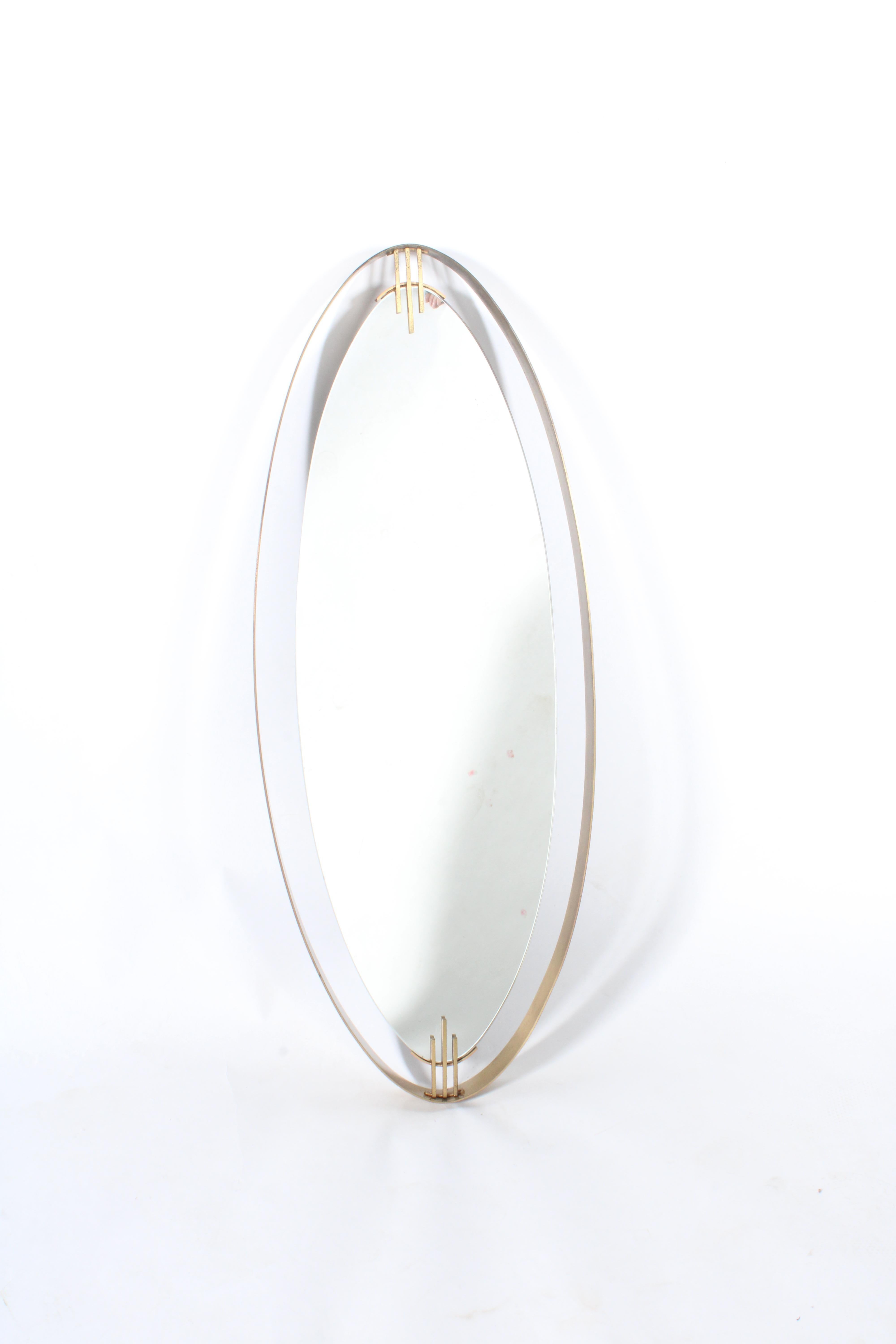 Superb Mid Century Italian Brass Framed Elliptical  Wall Mirror * Free Delivery For Sale 4