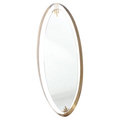 Vintage Superb Mid Century Italian Brass Framed Elliptical  Wall Mirror * Free Delivery