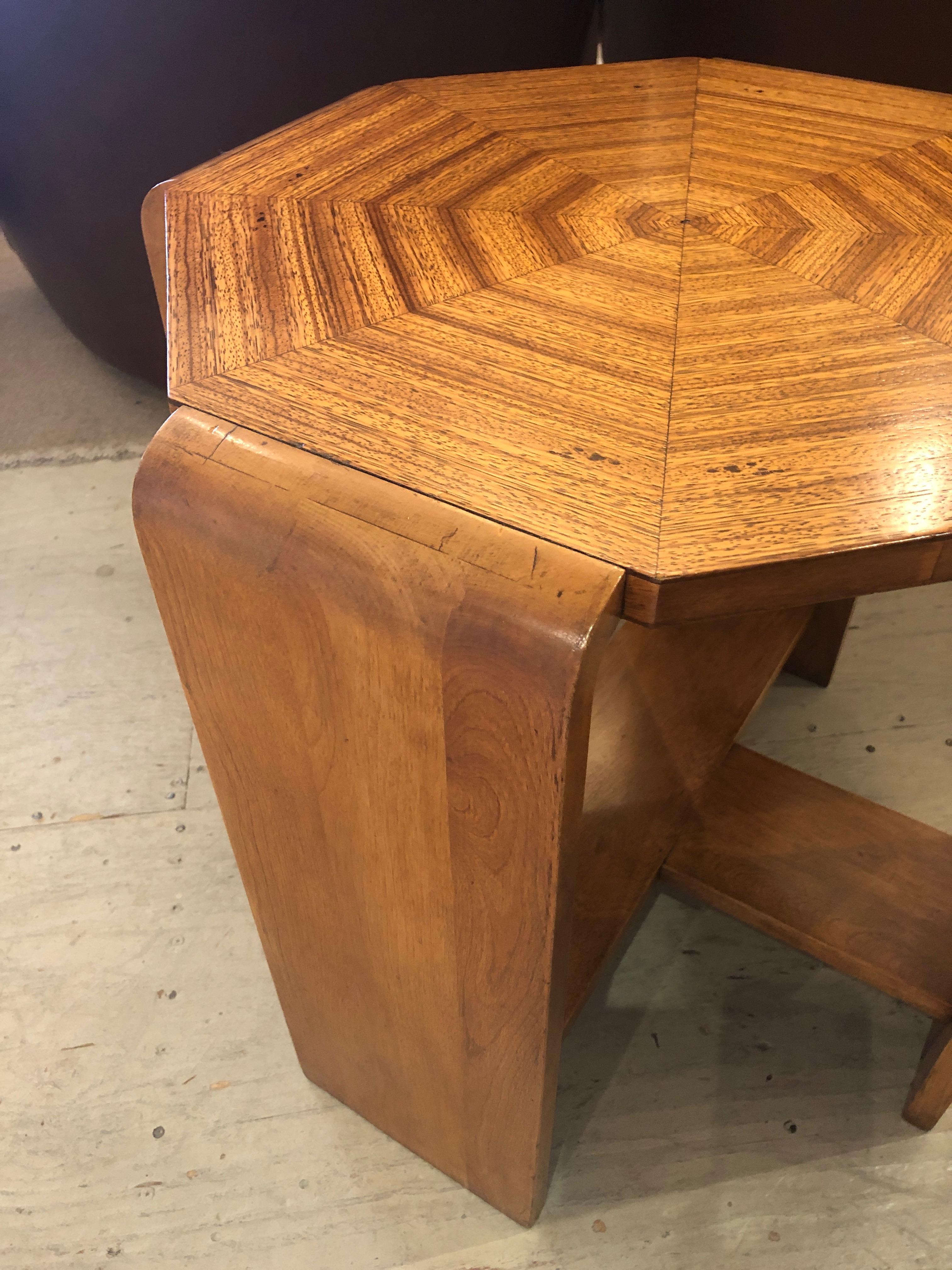 Superb Mid-Century Modern Octagonal Maple End Side Table 2
