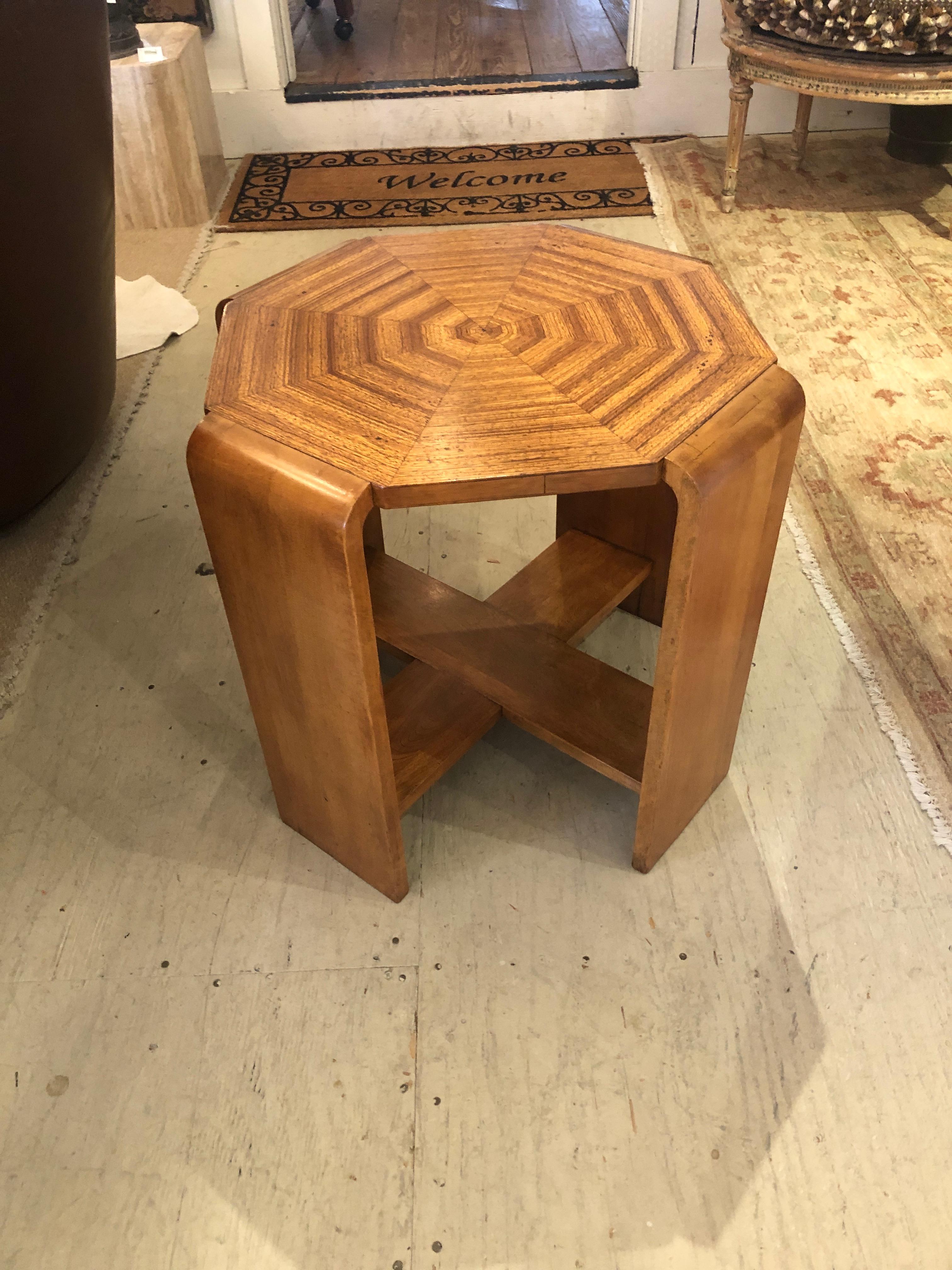 Superb Mid-Century Modern Octagonal Maple End Side Table 4