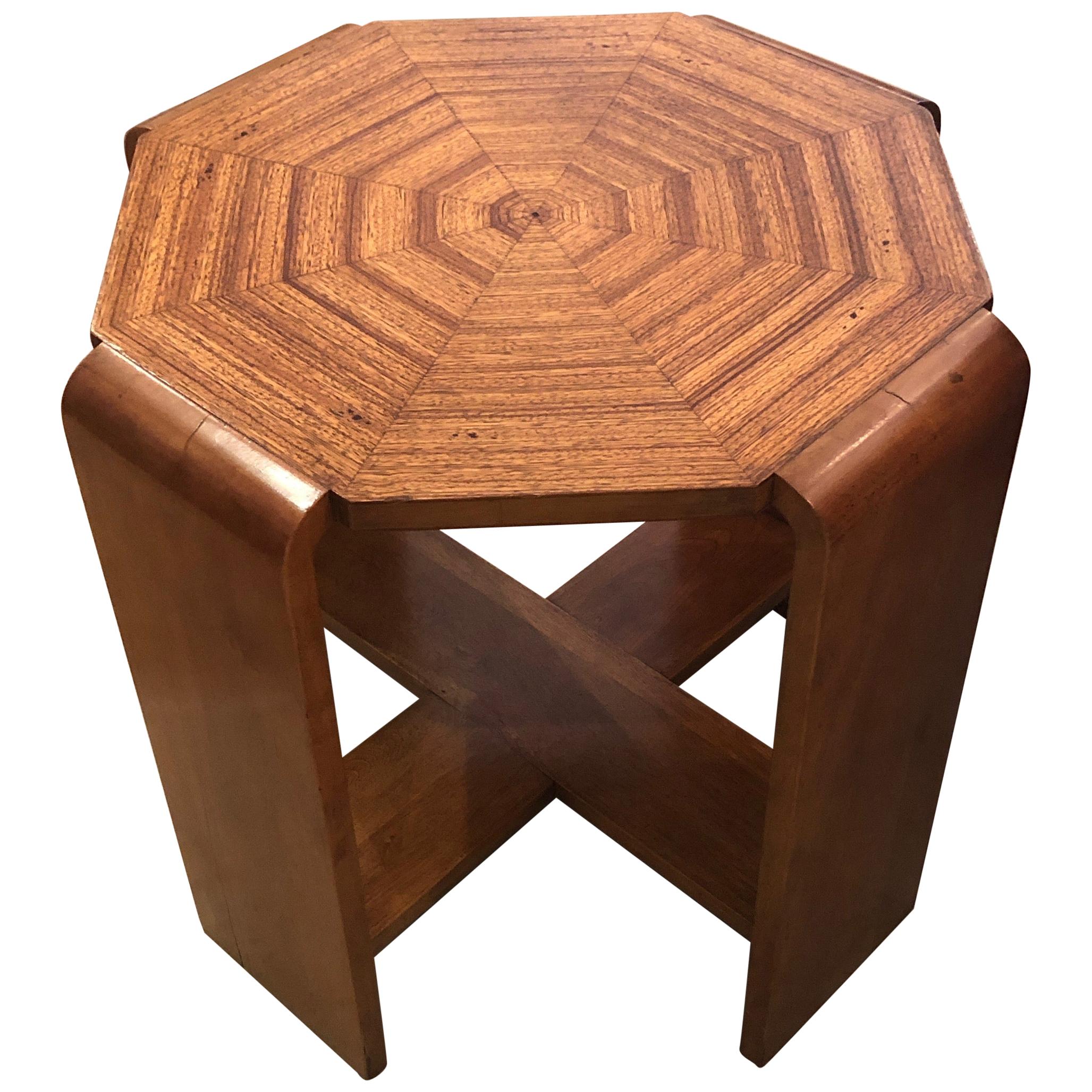 Superb Mid-Century Modern Octagonal Maple End Side Table