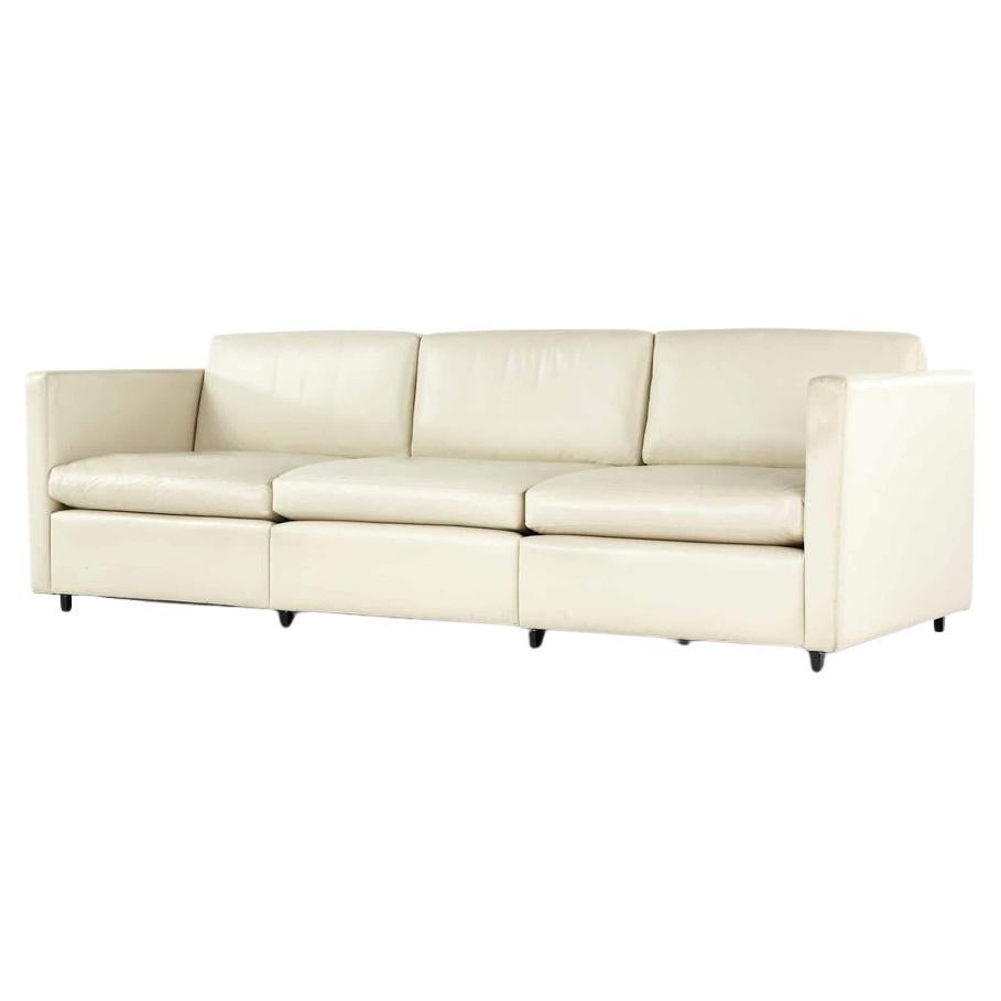 Superb Mid Century Modern Pfister Cube sofa by Knoll in cream Leather Moderno de mediados de siglo en venta