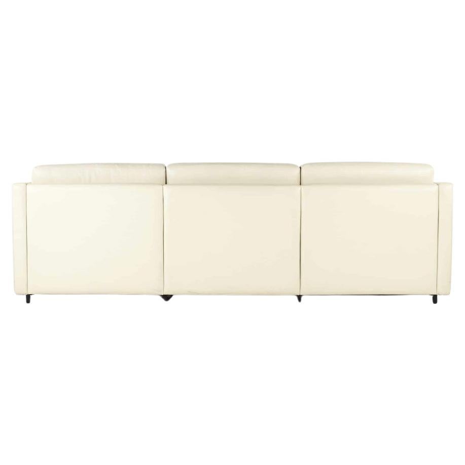Superb Mid Century Modern Pfister Cube sofa by Knoll in cream Leather Estadounidense en venta