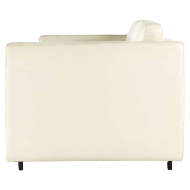 Superb Mid Century Modern Pfister Cube sofa by Knoll in cream Leather siglo XX en venta