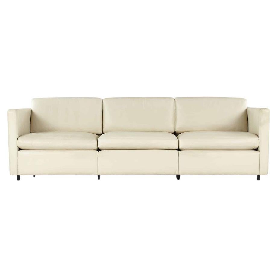 Superb Mid Century Modern Pfister Cube sofa by Knoll in cream Leather en venta