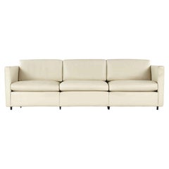 Superb Mid Century Modern Pfister Cube sofa by Knoll in cream Leather