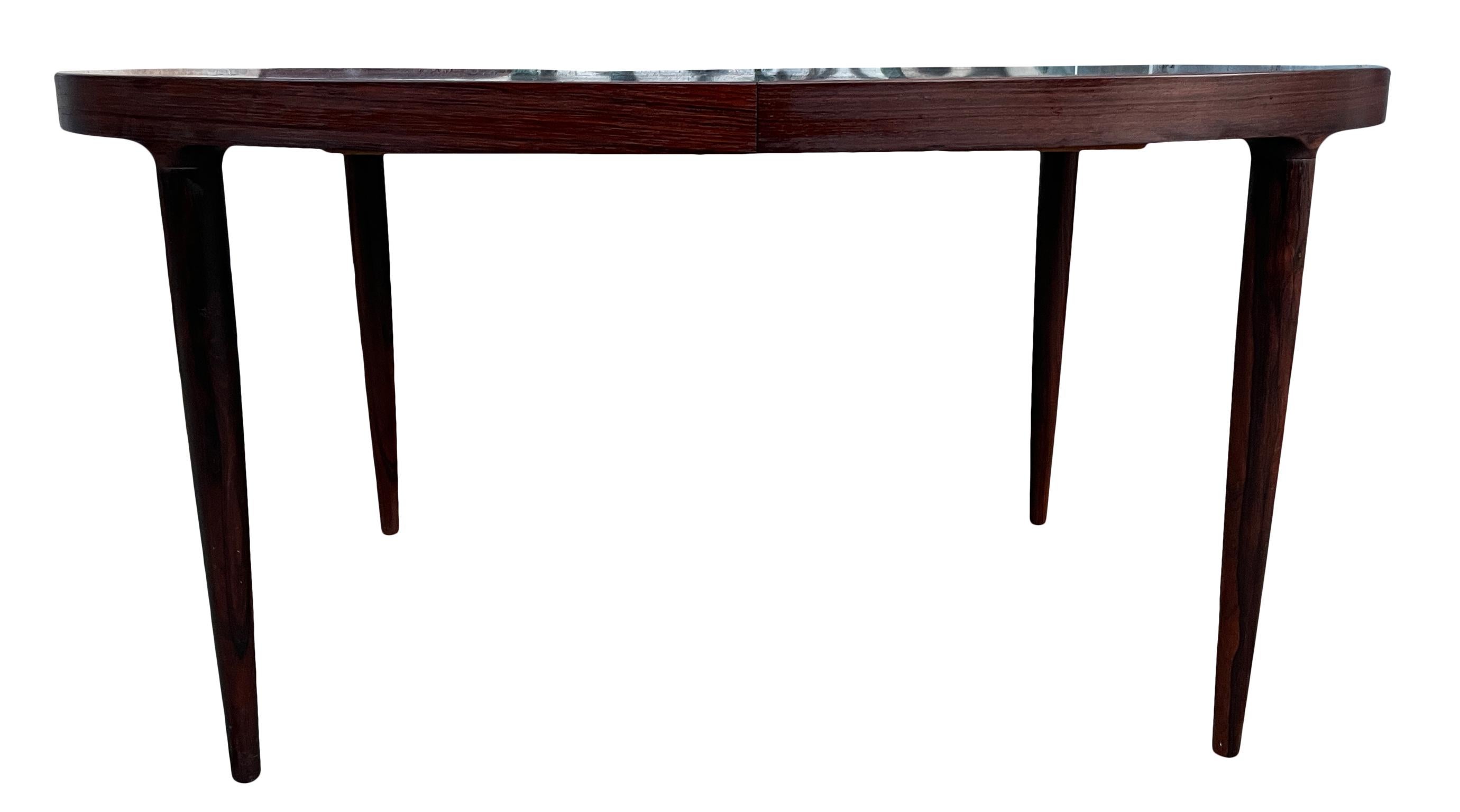 Mid-Century Modern Superb Mid century oval Rosewood Danish Modern Extension Dining Table 2 Leaves
