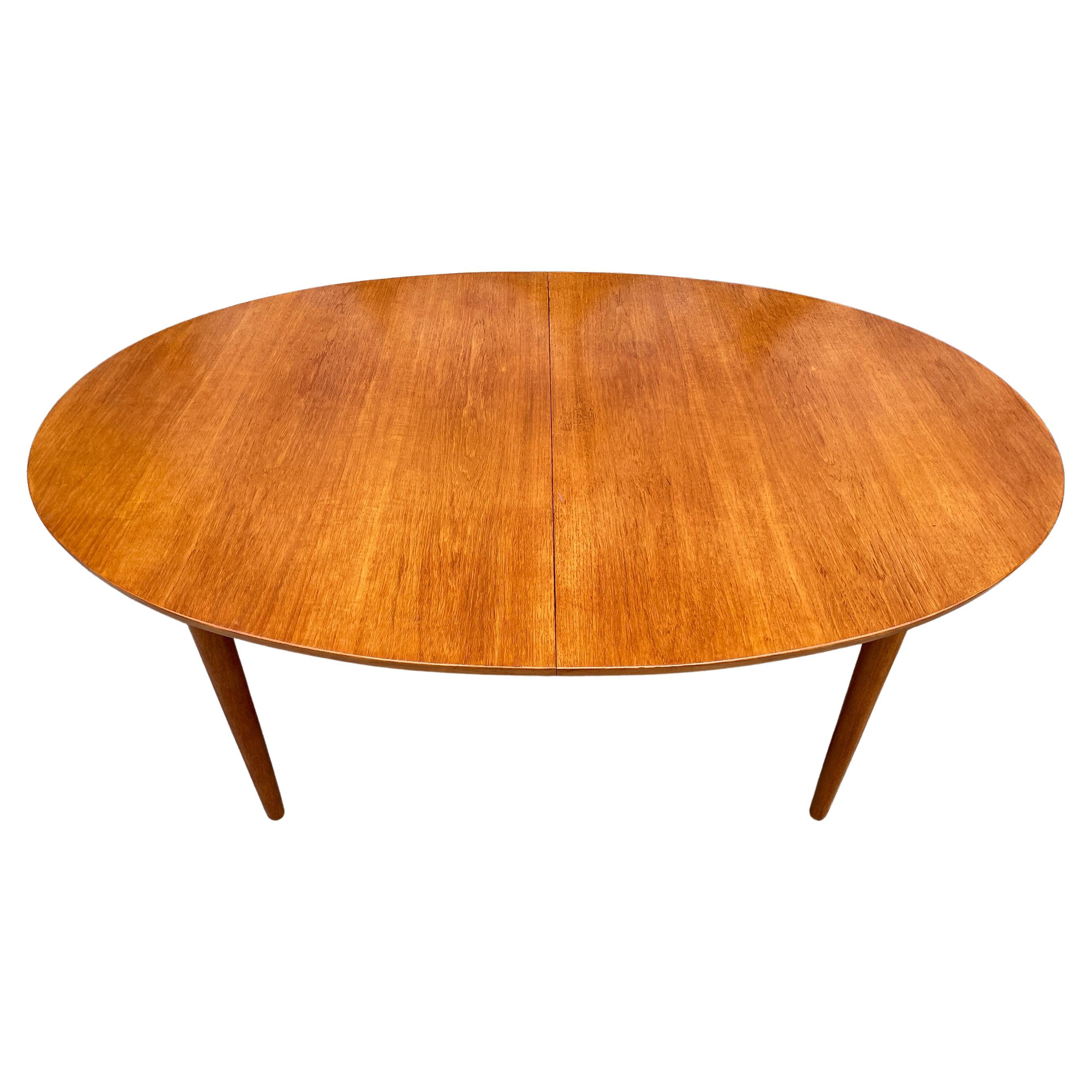 Woodwork Superb Mid Century Oval Teak Danish Modern Extension Dining Table 2 Leaves