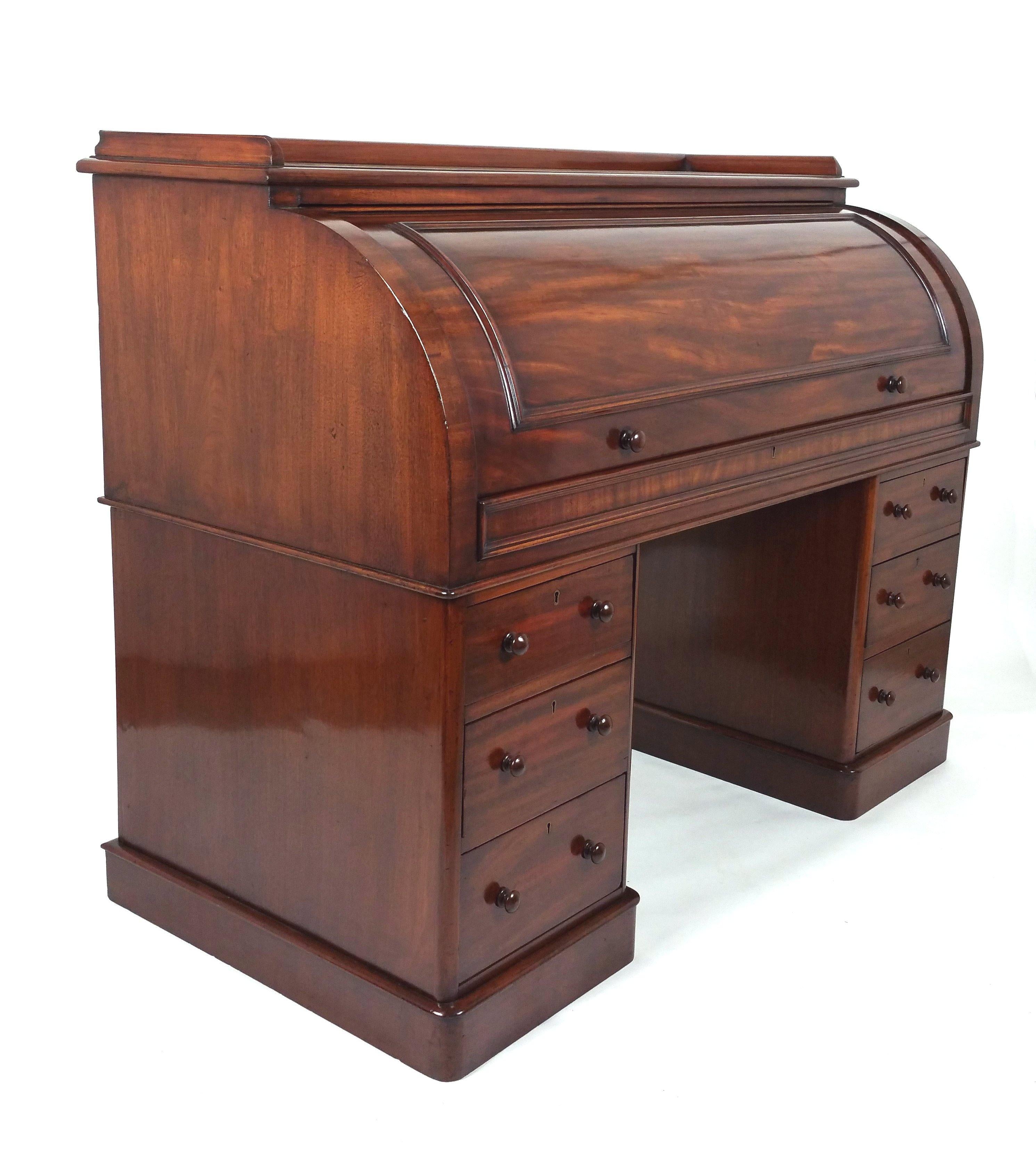 Superb Mid Victorian Large Roll Top Twin Pedestal Gentleman S Desk