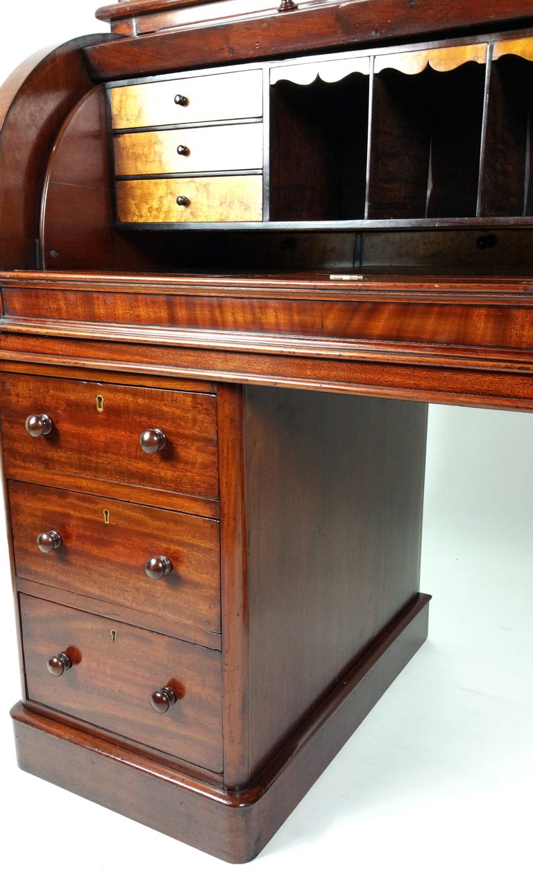 Superb Mid Victorian Large Roll Top Twin Pedestal Gentleman S Desk