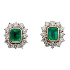 Superb Midcentury 1.70 Ct Colombian Emerald 1.70 CT F/G VVS/VS Diamond Earring