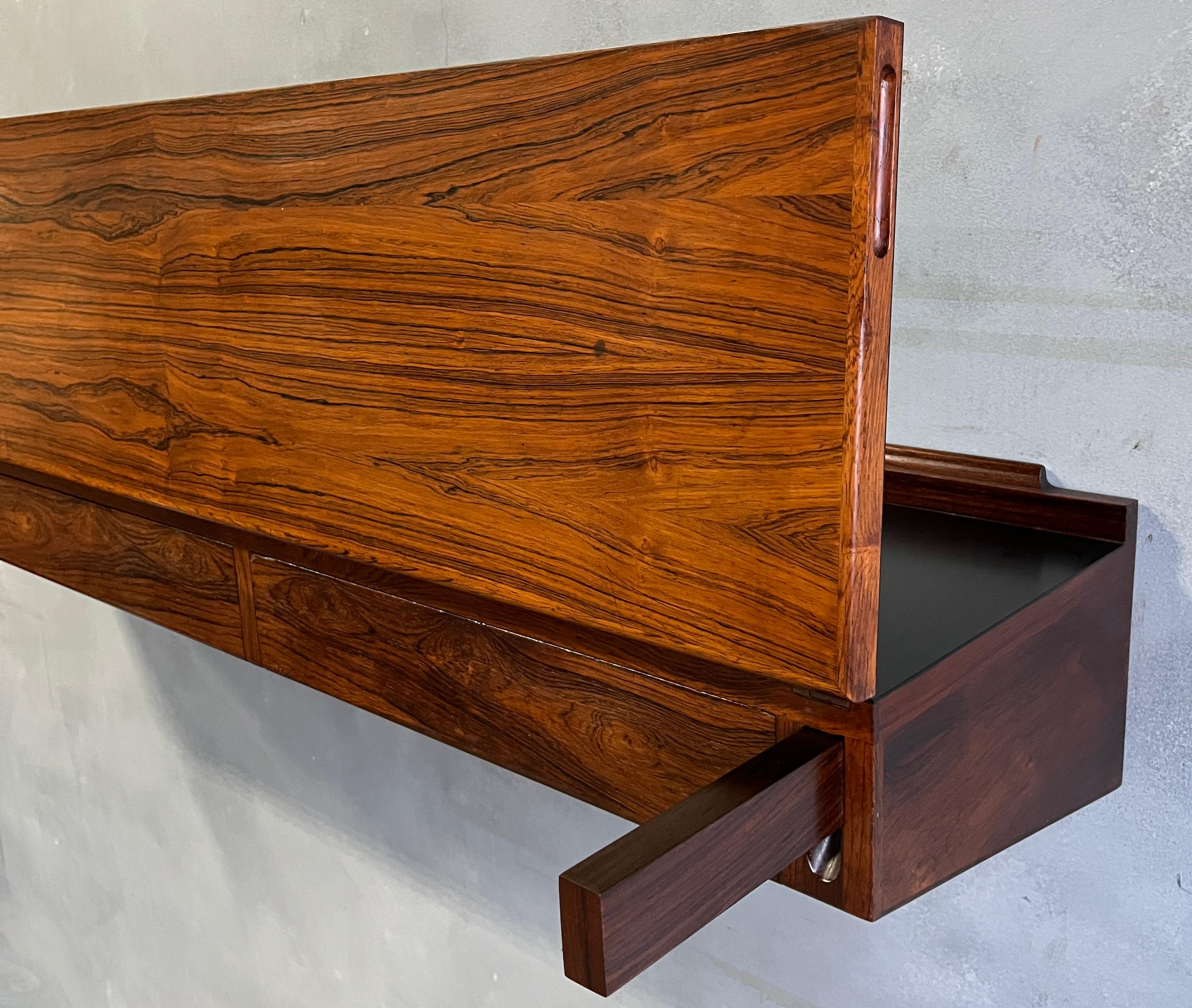 Mid-Century Modern Superb Midcentury Arne Hovmand-Olsen Wall Mounted Flip Top Table in Rosewood