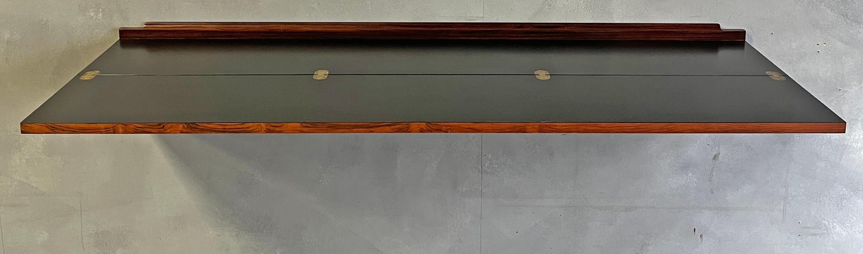 Brass Superb Midcentury Arne Hovmand-Olsen Wall Mounted Flip Top Table in Rosewood