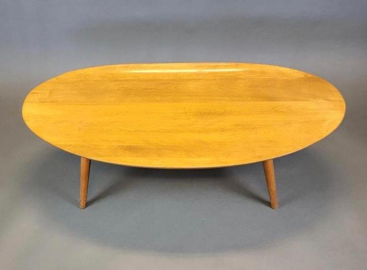 American Superb Mid-Century Russel Wright Elliptical Coffee Table with Raised Edge