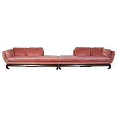 Superb Ming James Mont Style Scroll Sides Chow Leg Sectional Sofa