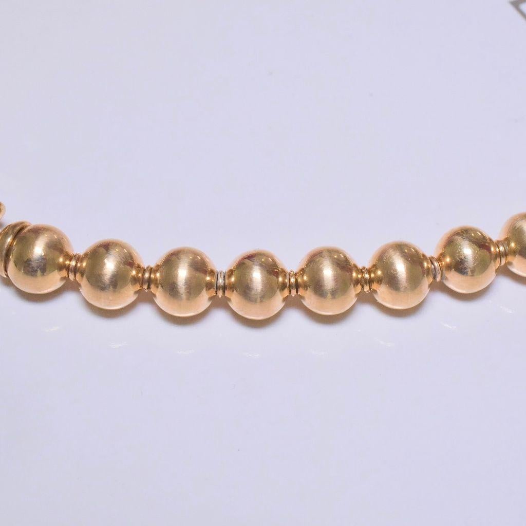 Superbe collier moderne en or jaune 9 carats avec perles de rondelle - 44 grammes Pour hommes en vente