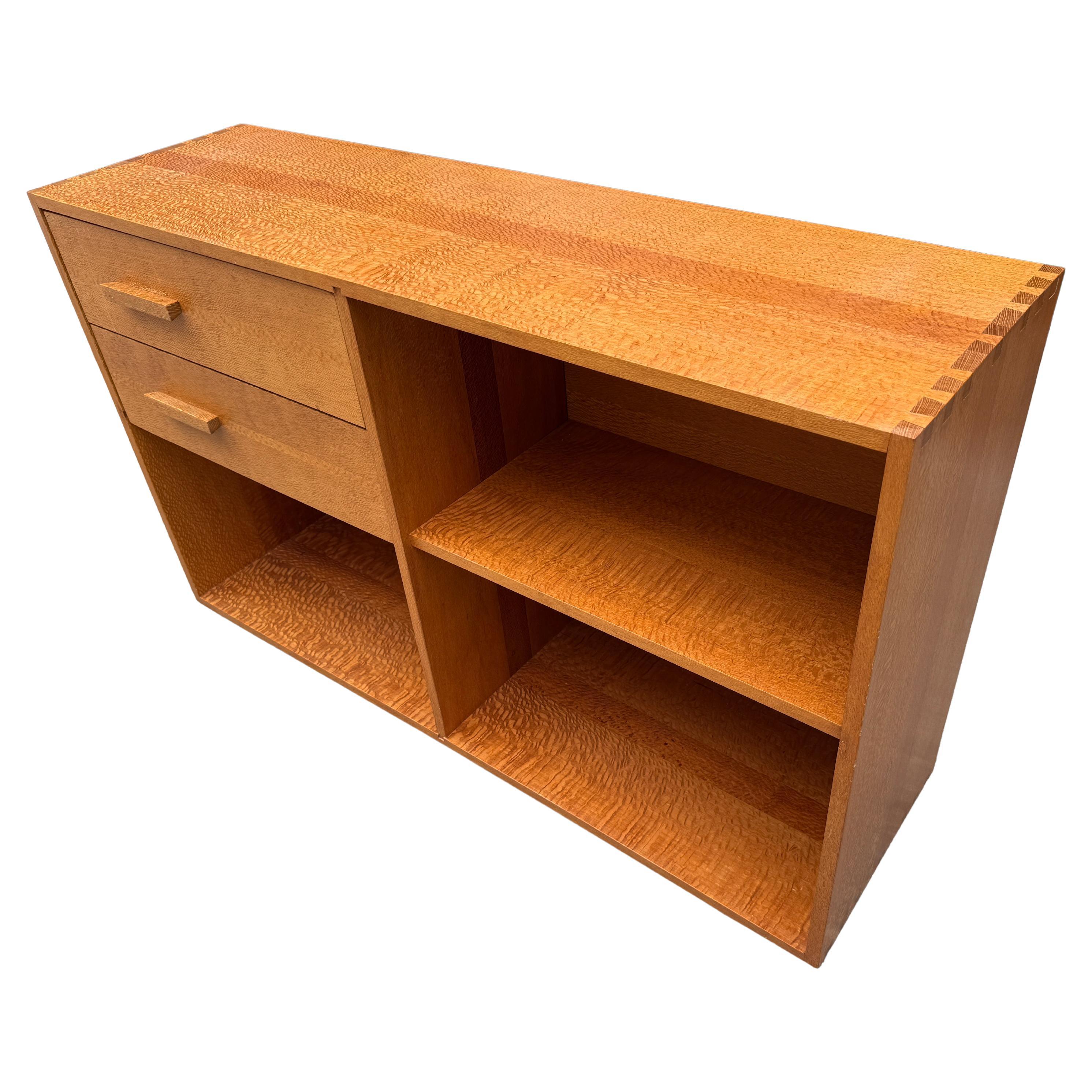 Superb Modern Craft Lacewood Nightstand Bookcase Cabinets In Good Condition For Sale In BROOKLYN, NY
