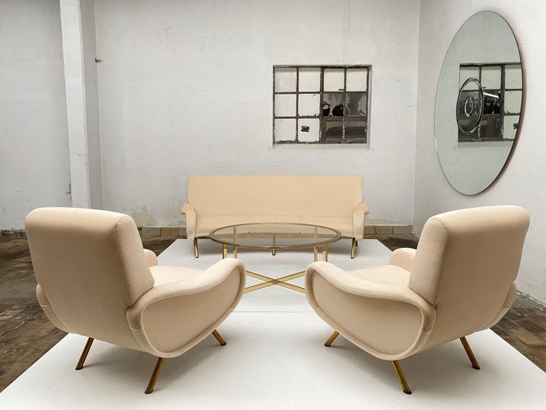Hand-Crafted Superb Mohair 'Lady' Sitting Room Set Designed by Zanuso for Arflex, Italy, 1951 For Sale