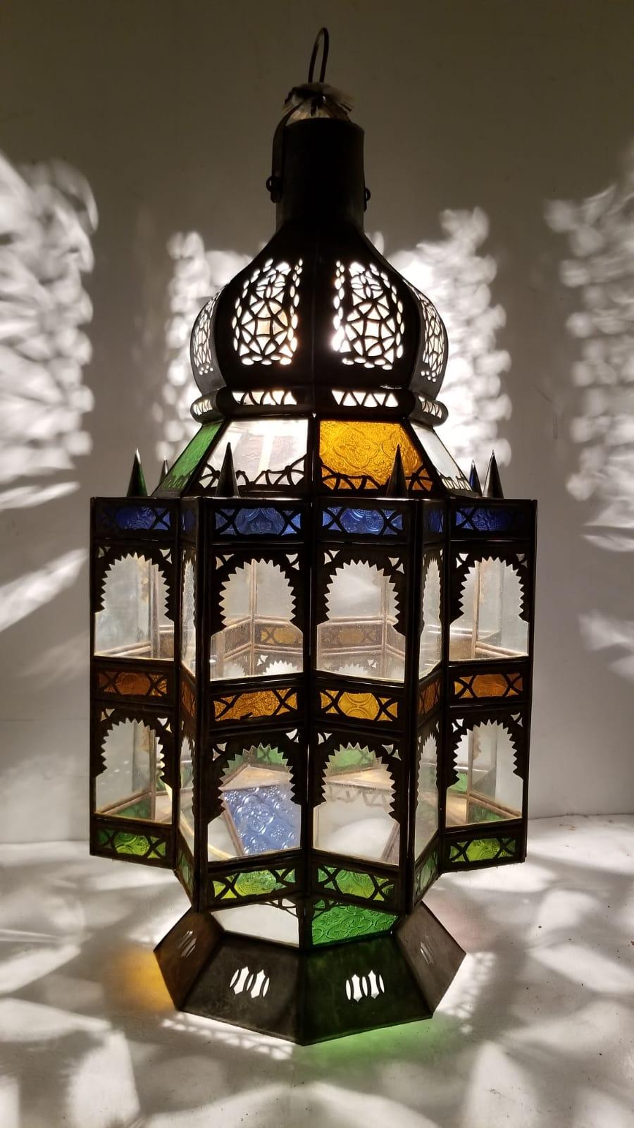 Glass Superb Moroccan Rustic Lantern Chandelier