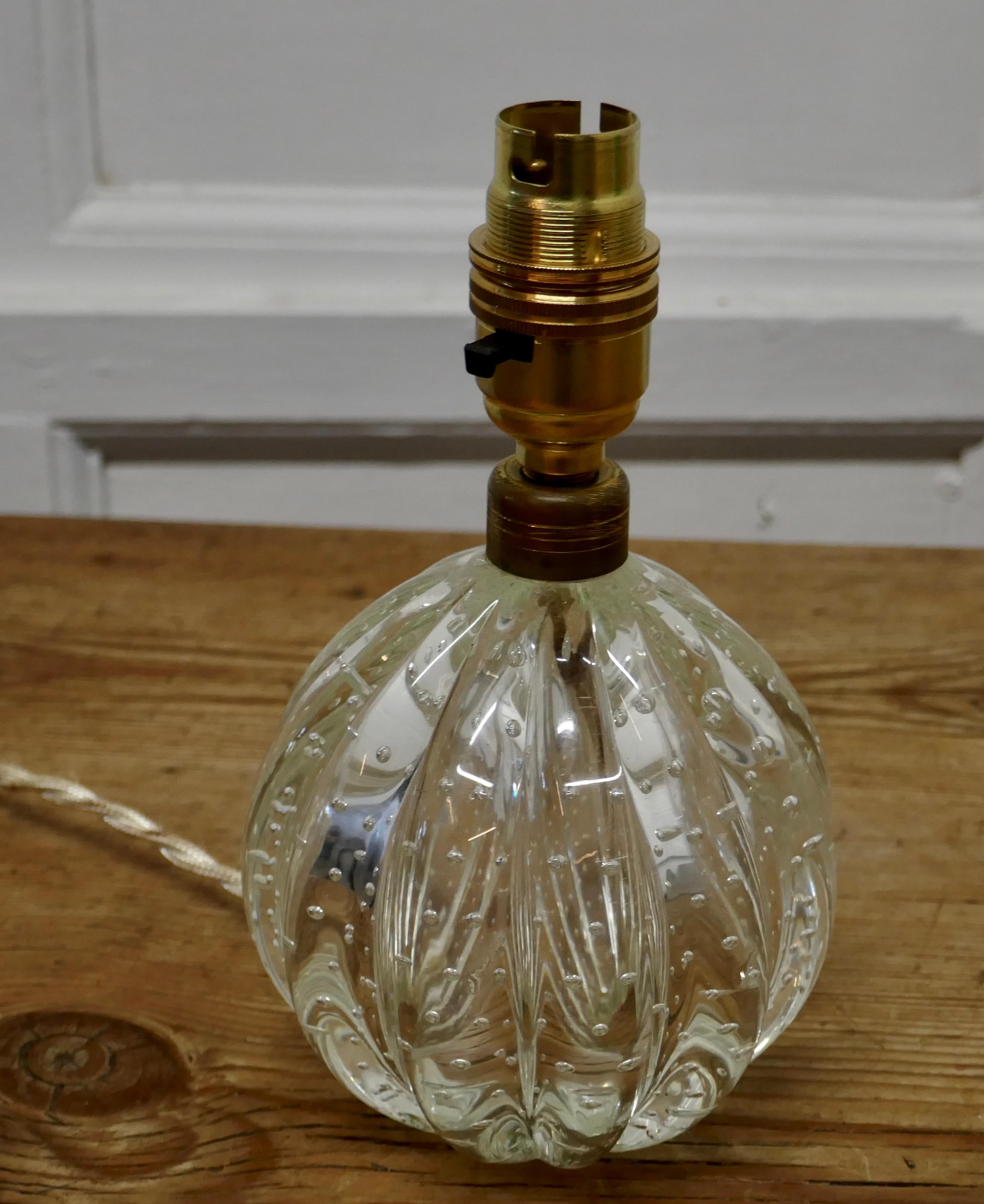 Art Deco Superb Murano Clear Glass Lamp, with Controlled Bubbles