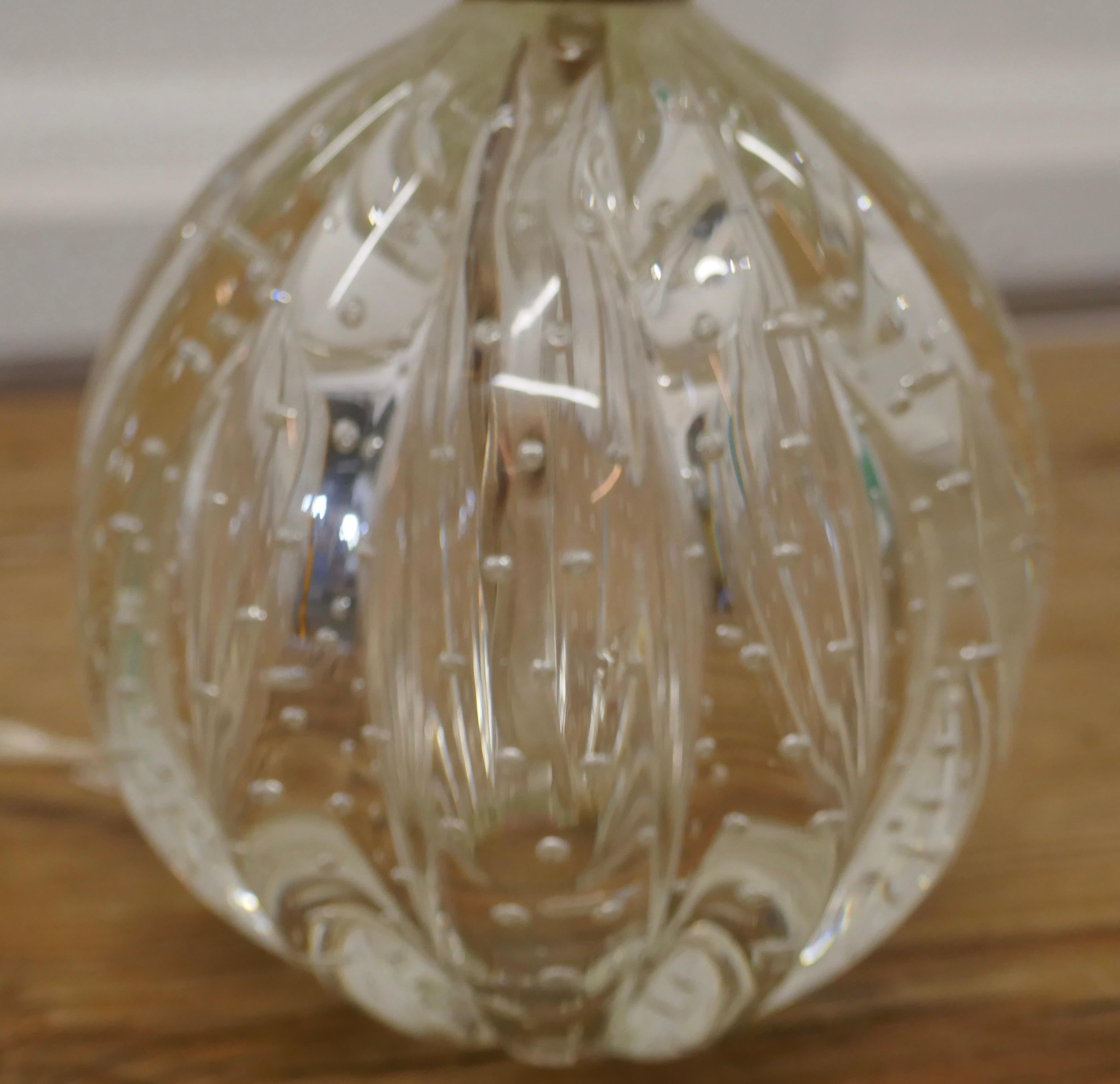 Superb Murano Clear Glass Lamp, with Controlled Bubbles In Good Condition In Chillerton, Isle of Wight