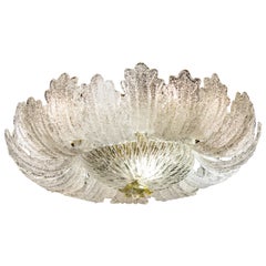 Superb Murano Glass Leaves Ceiling Light or Flush Mount, 1970