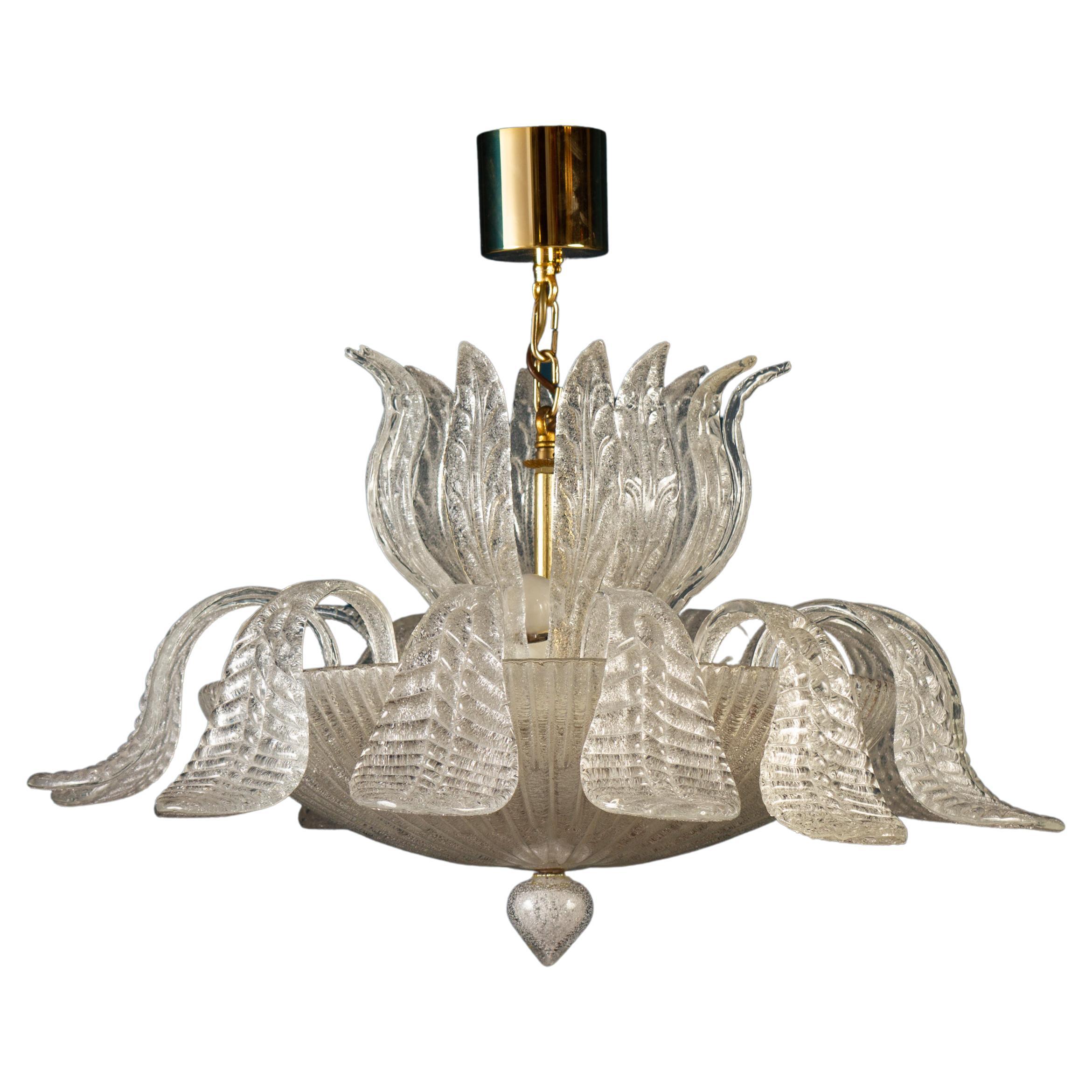 Modern Turquoise Murano Glass Leaves Chandelier at 1stDibs