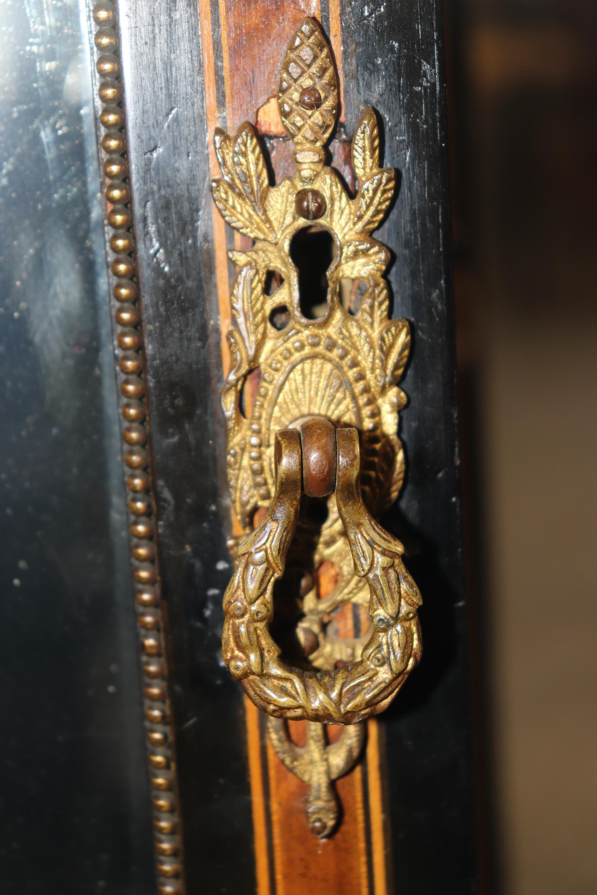 Superb Napoleonic Ebonized Mirrored Doors Gilt Incised Burled Walnut Sidebaord 6