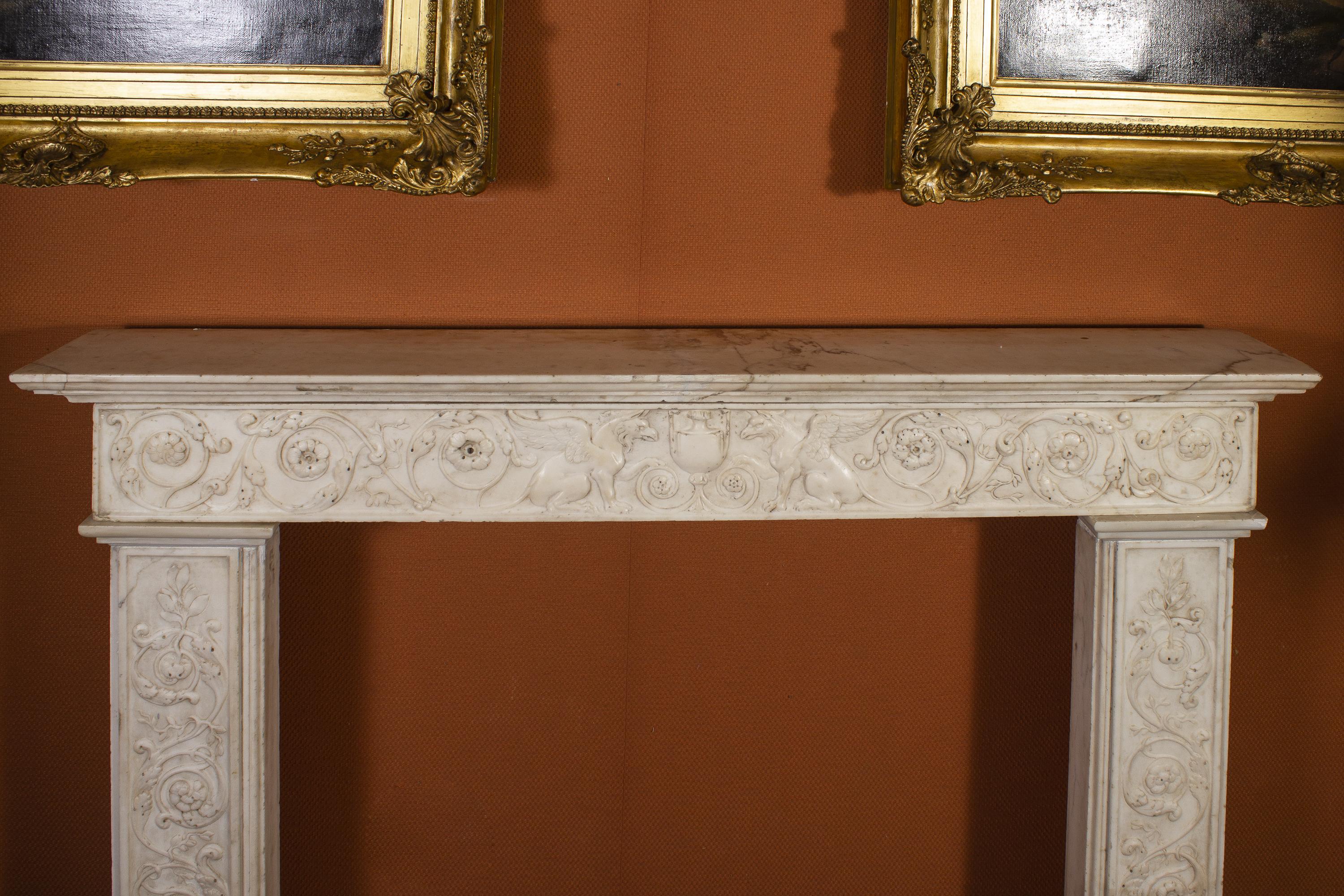 Superb Neoclassical White Marble Fireplace, Italy, 1790 4